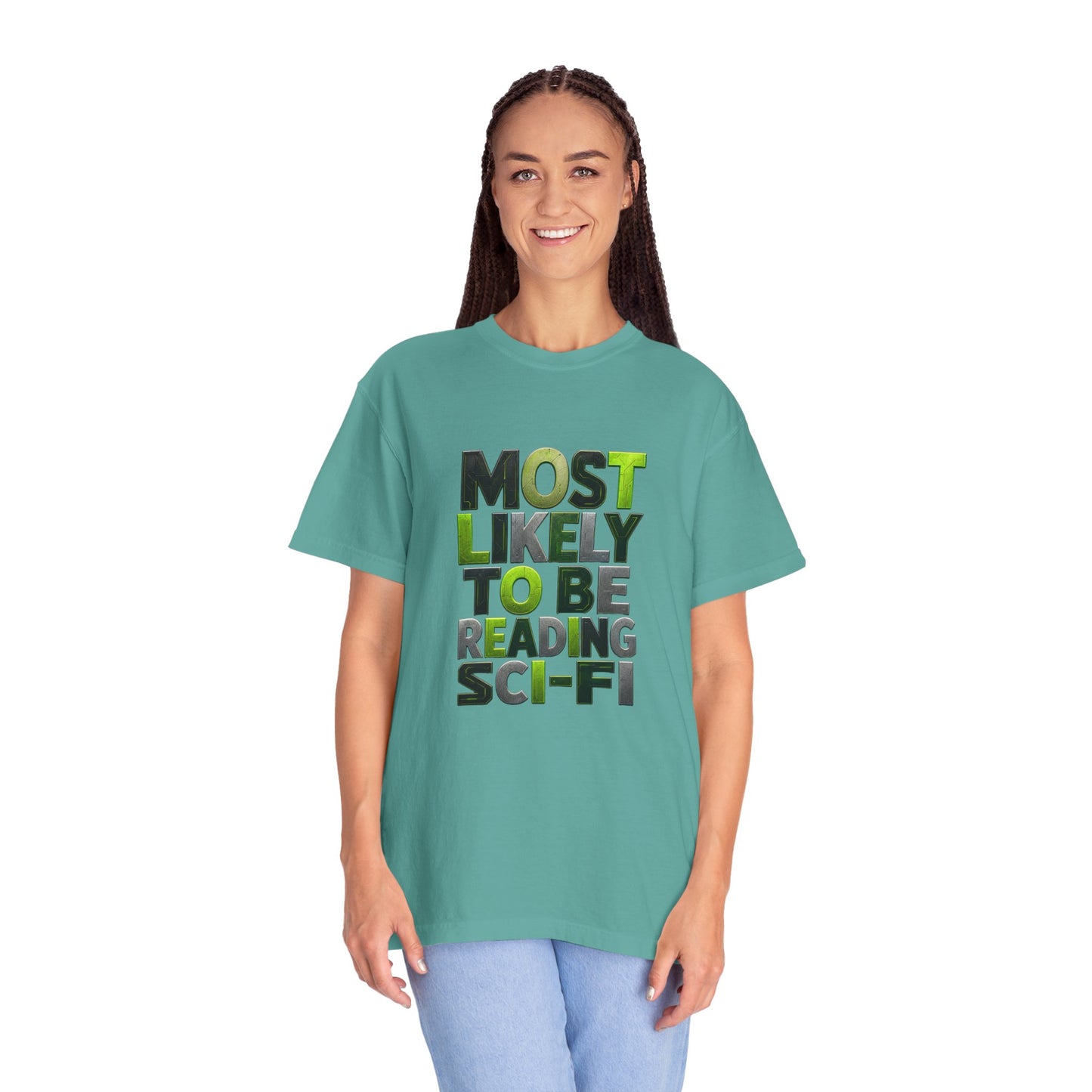 "Most Likely To Be Reading Sci‑Fi" T-Shirt for Science Fiction Book Lovers