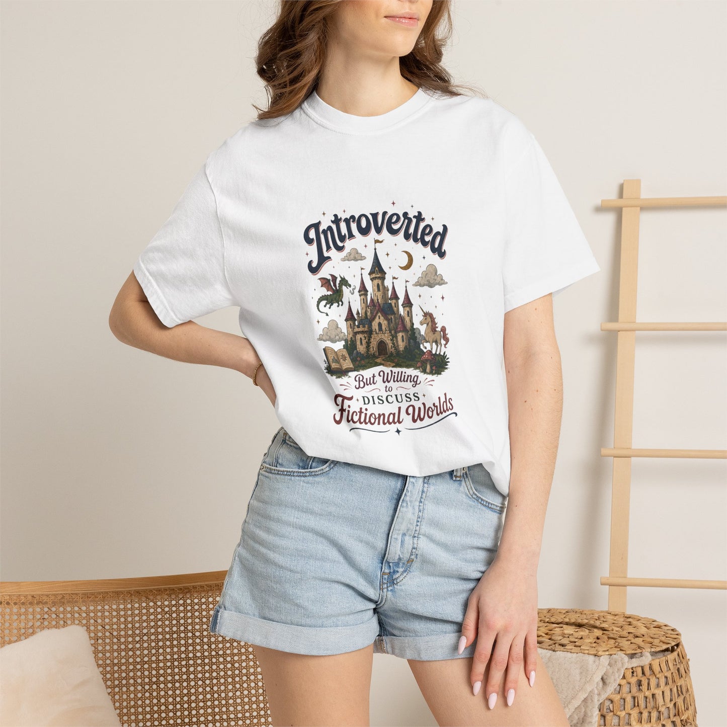 "Introverted But Willingly Discuss Fictional Worlds" Fantasy Lovers T-Shirt