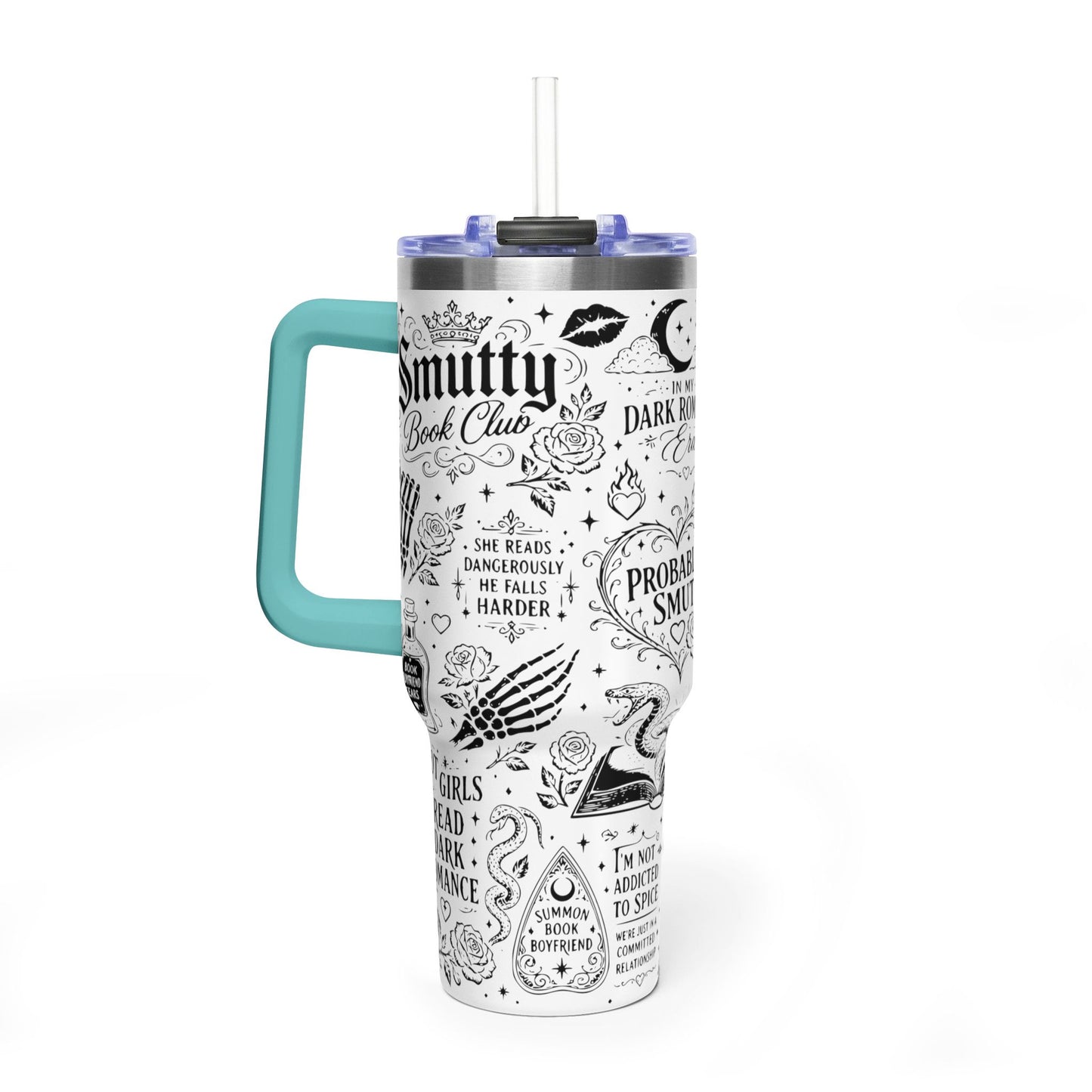 40oz Tumbler — "In My Dark Romance Era (Probably Smut)" Graphic Vacuum Travel Mug