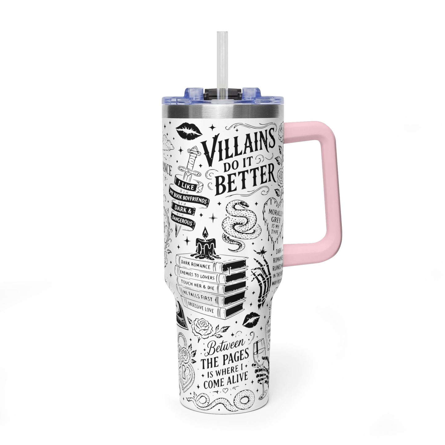 40oz Tumbler — "In My Dark Romance Era (Probably Smut)" Graphic Vacuum Travel Mug