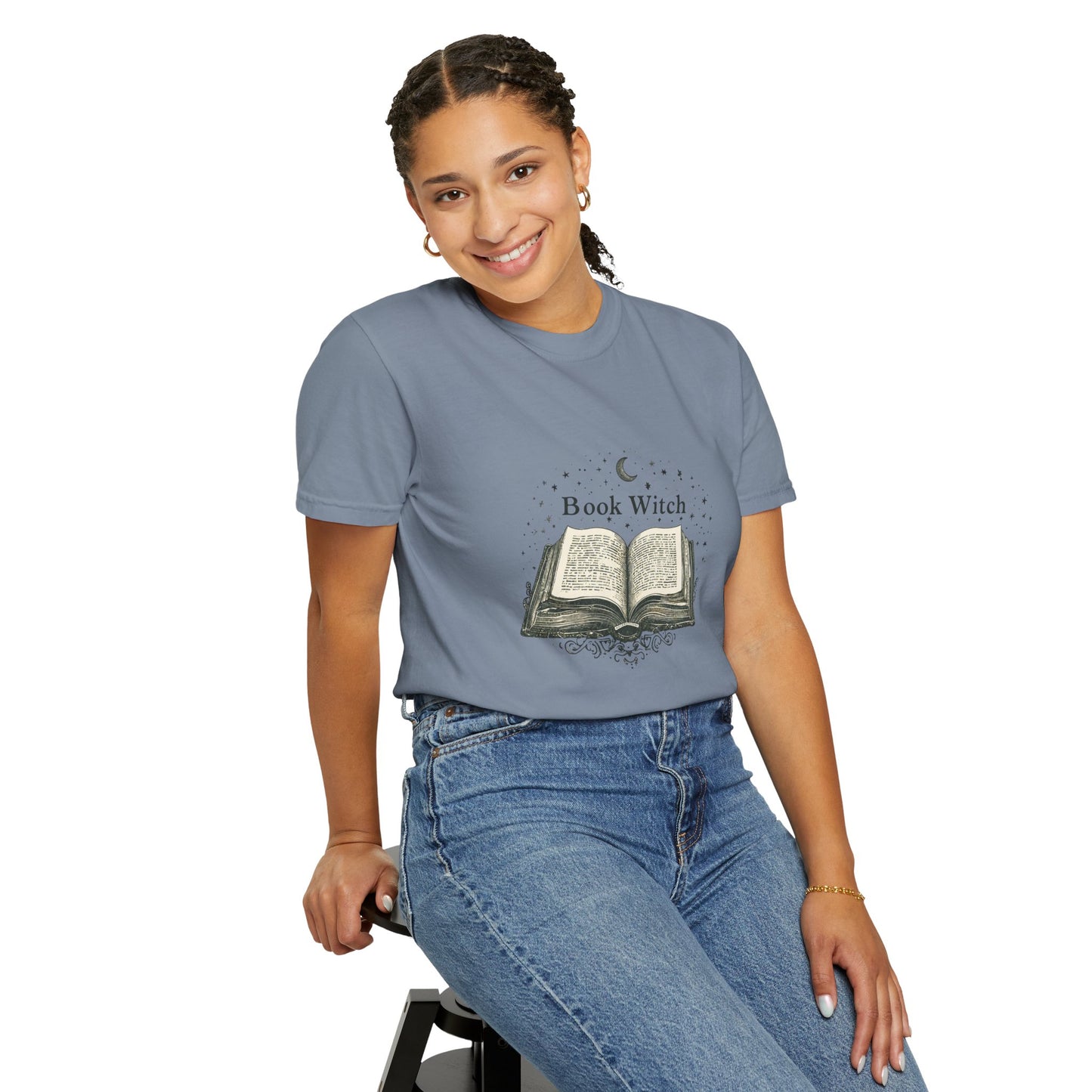 "Book Witch" T-Shirt — Vintage Open Spellbook Design for Readers & Witches