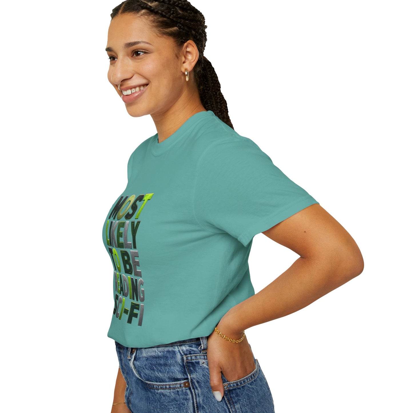 "Most Likely To Be Reading Sci‑Fi" T-Shirt for Science Fiction Book Lovers