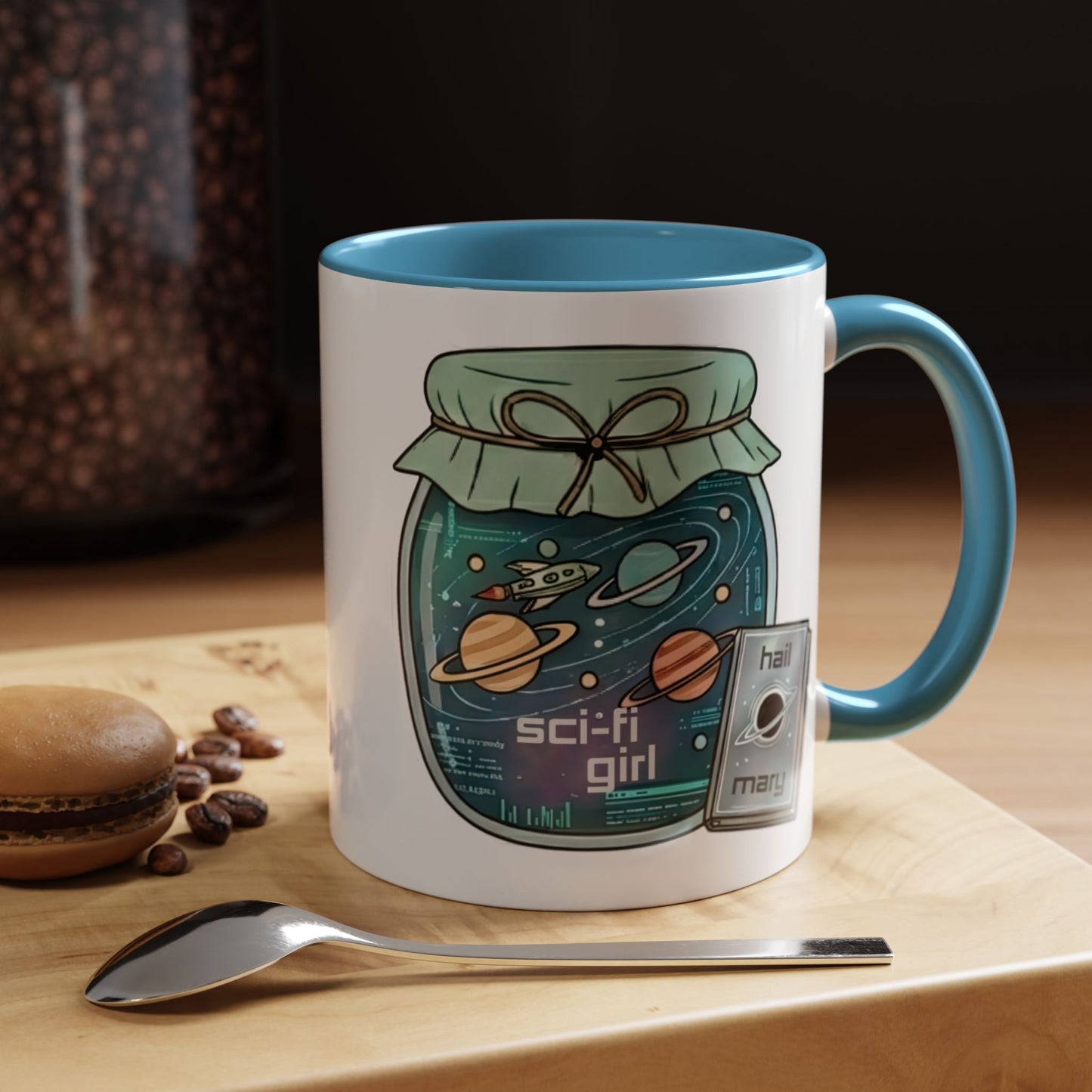 "Sci‑Fi Girl" JamJar Mug — Space Planets Accent Coffee Cup (11/15oz)