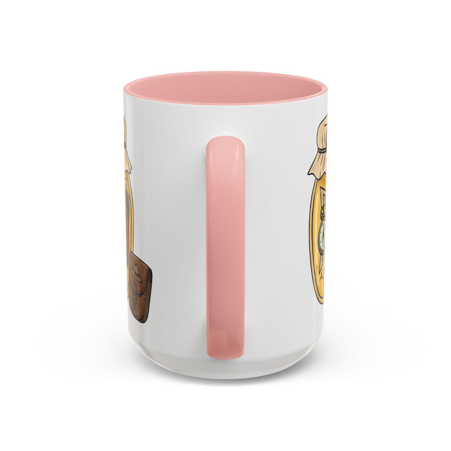 "Adventure Reader" Accent Coffee Mug — Bookish Travel Compass & Treasure Jam Jar Design