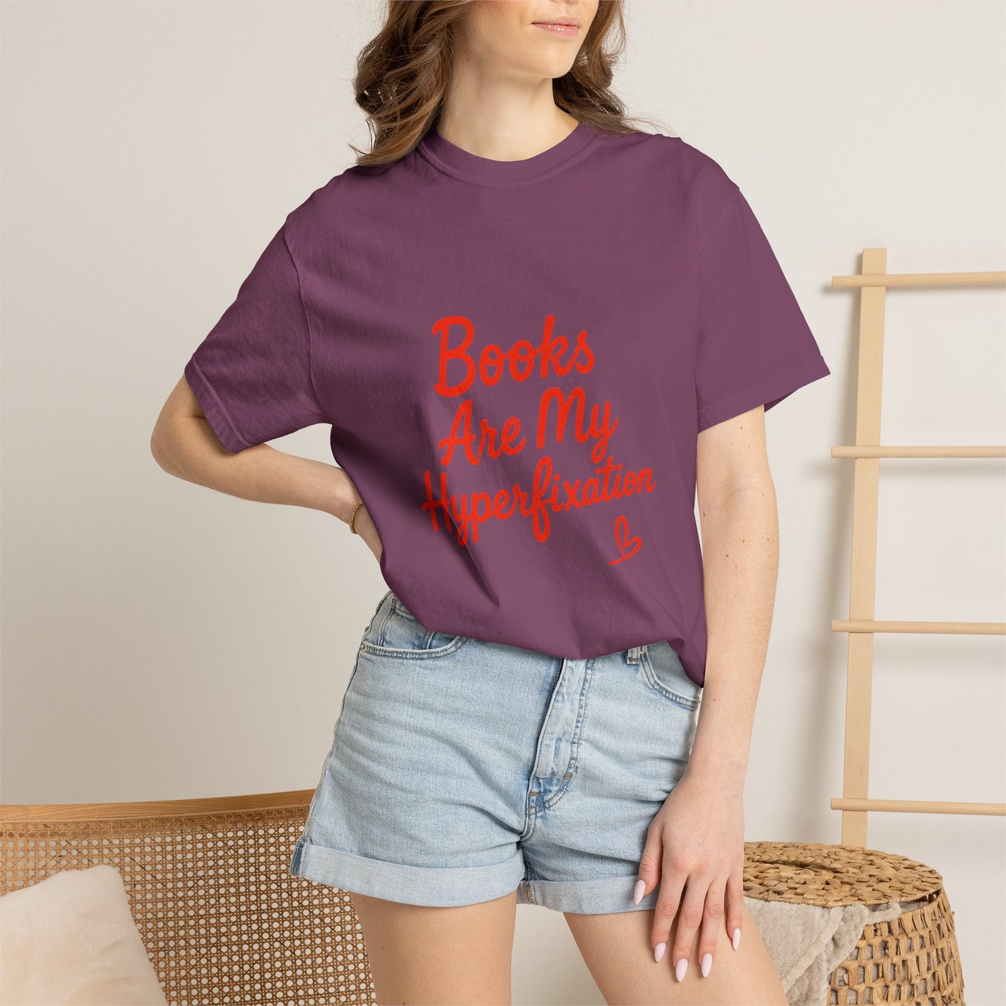 Books Are My Hyperfixation T-Shirt — Cute Red Script Reading Tee for Book Lovers