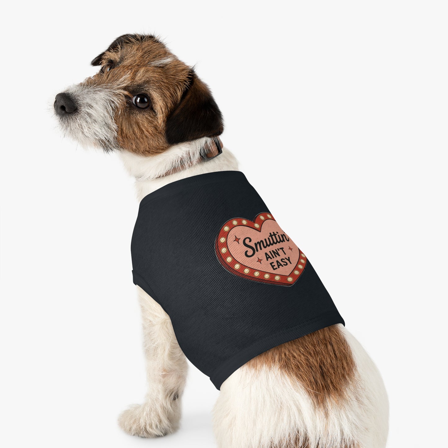 Pet Tank Top — “Smuttin' Ain’t Easy” Smut Readers Heart Marquee Dog Shirt