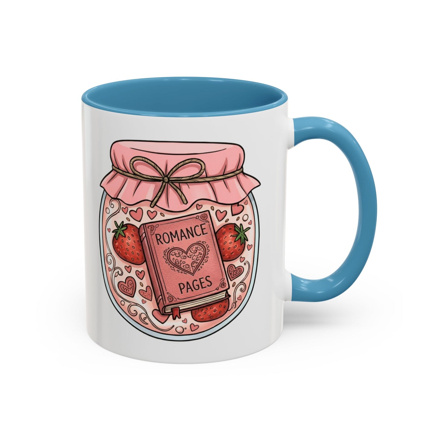 "Romance Pages" Jam Jar Coffee Mug — Cute Strawberry Jam Romance Readers Mug (11/15oz)