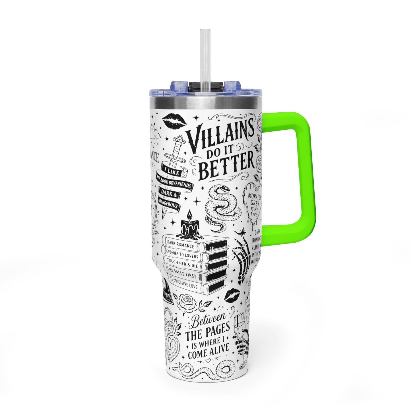 40oz Tumbler — "In My Dark Romance Era (Probably Smut)" Graphic Vacuum Travel Mug