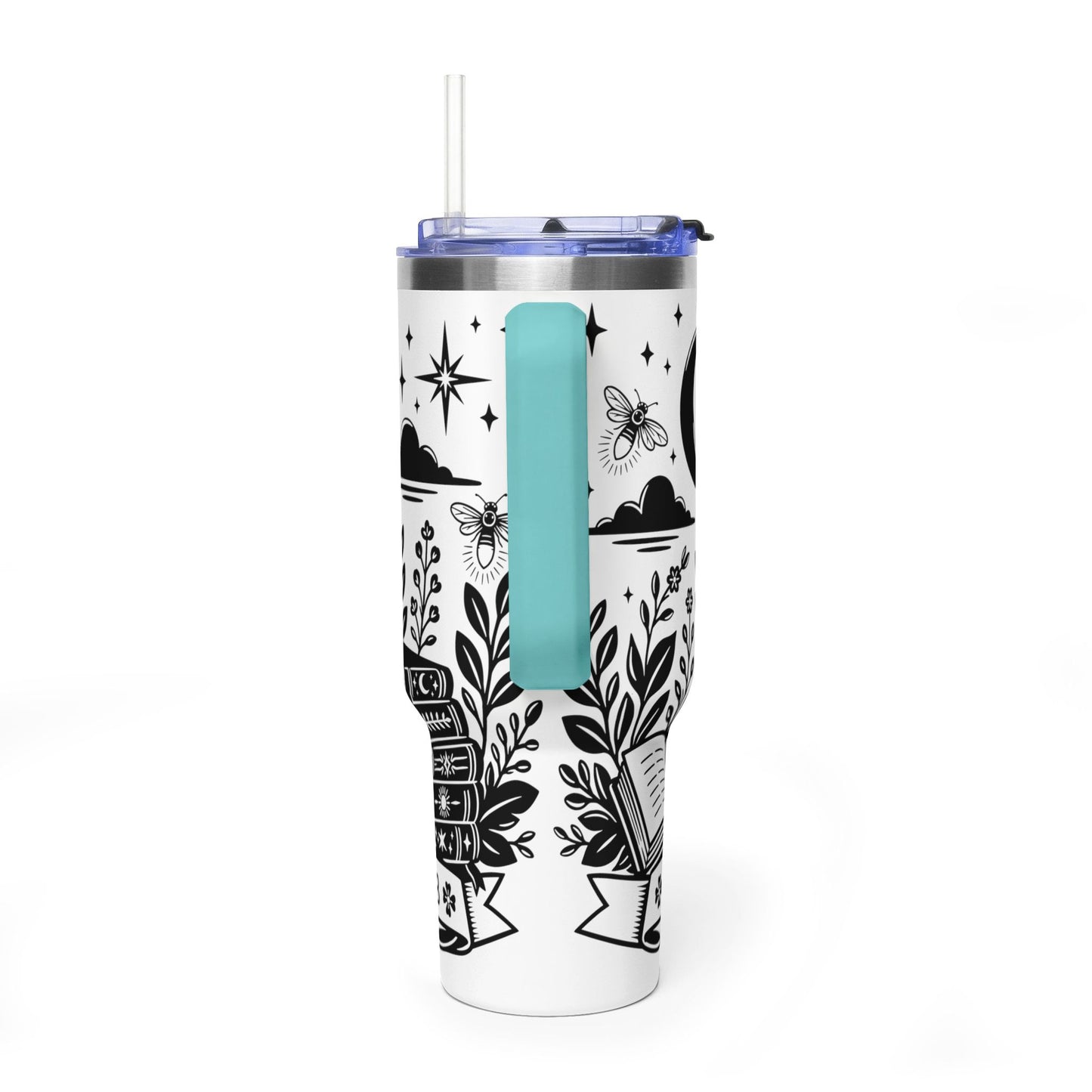 40oz Vacuum Tumbler — "Late Night Reading Club" Lantern & Moon Book Lover Travel Mug