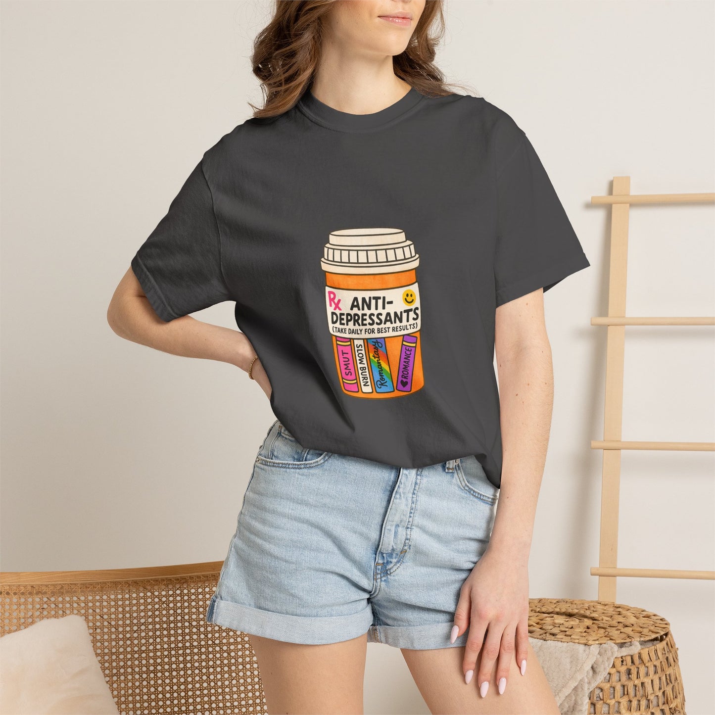 T-Shirt — "Anti-Depressants" Coffee & Books Graphic Tee