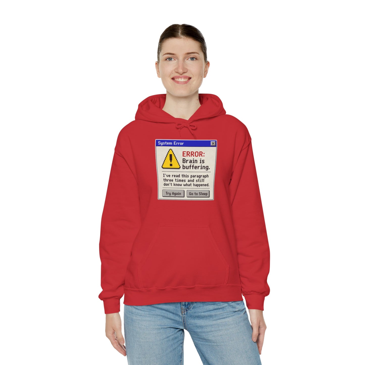 Neurospicy "ERROR: Brain is buffering" Retro Computer Alert Graphic Hoodie