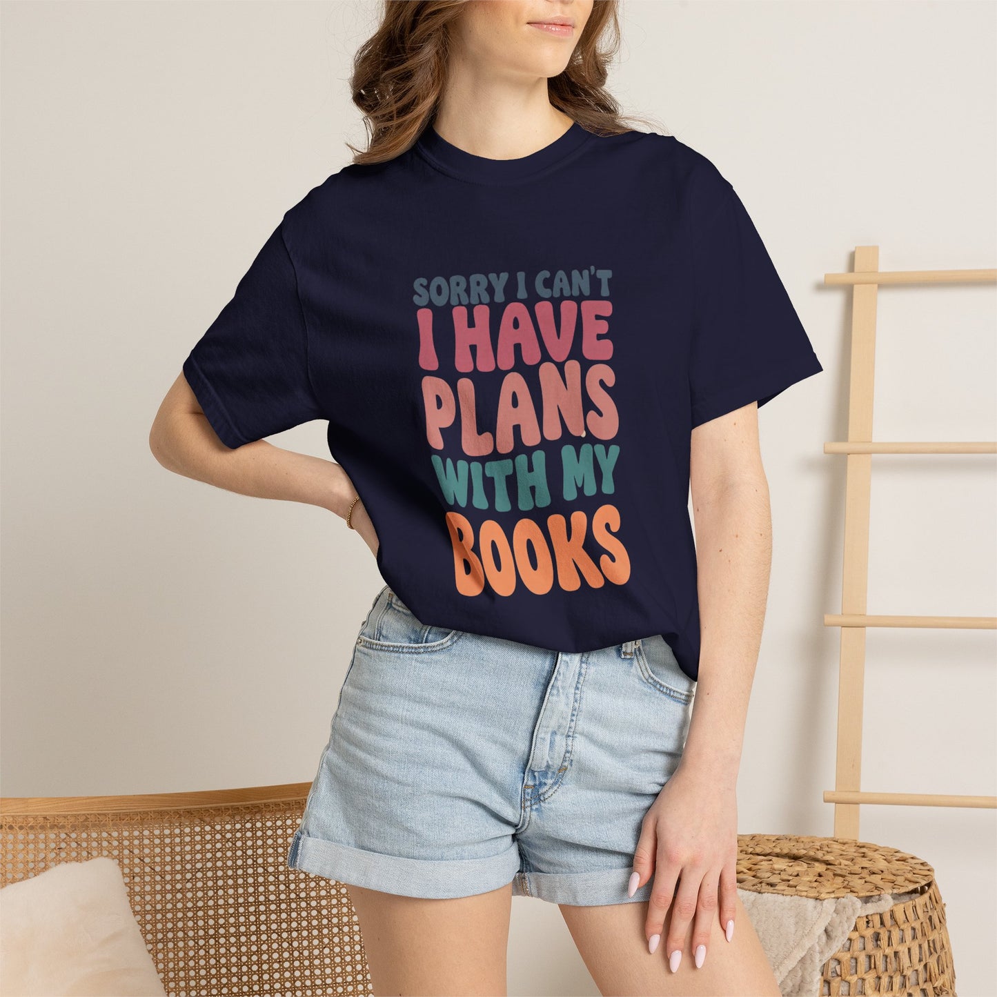 Book Lover T-Shirt — "Sorry I Can't, I Have Plans With My Books" Graphic Tee