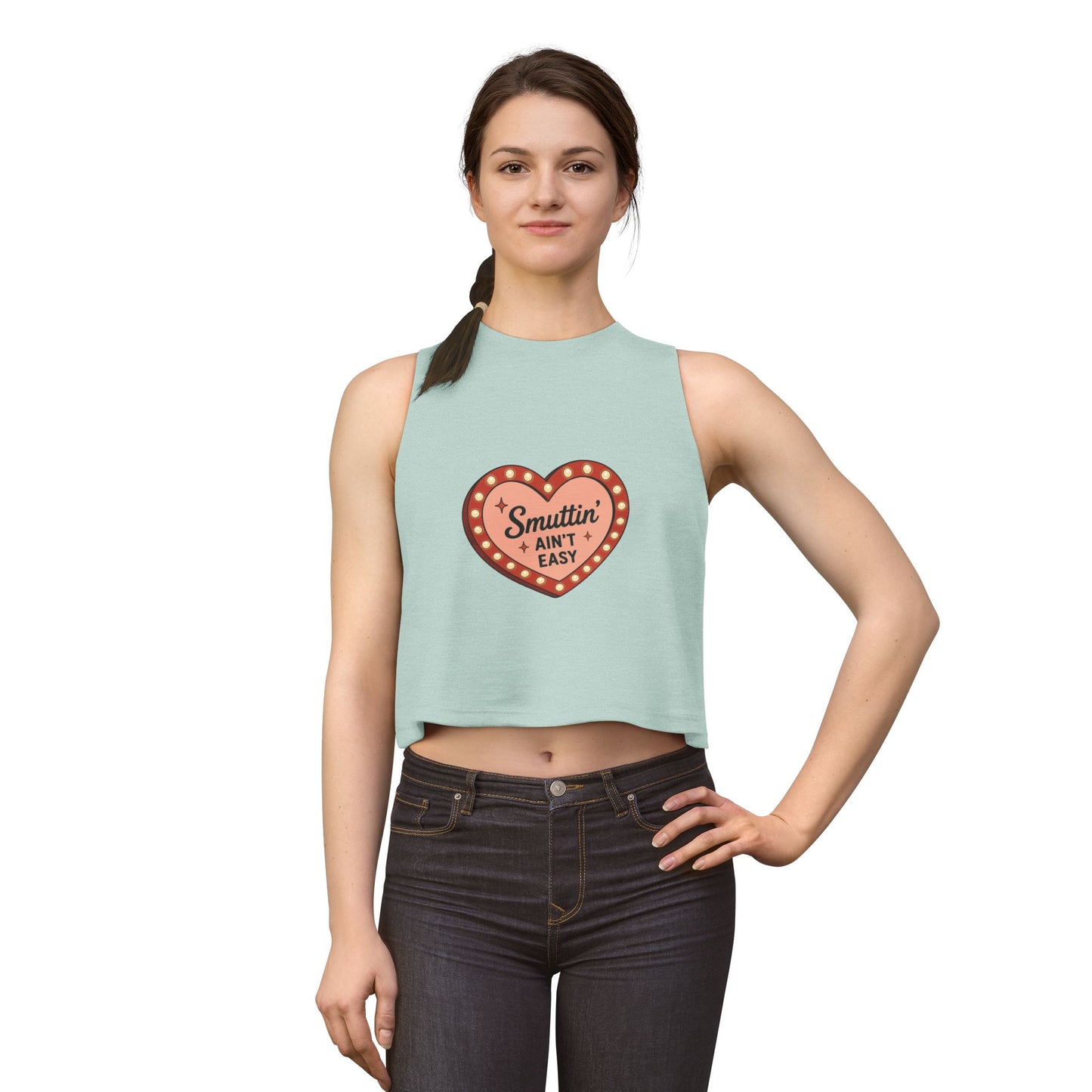 Smut Readers Crop Top — "Smuttin Ain't Easy" Retro Heart Graphic