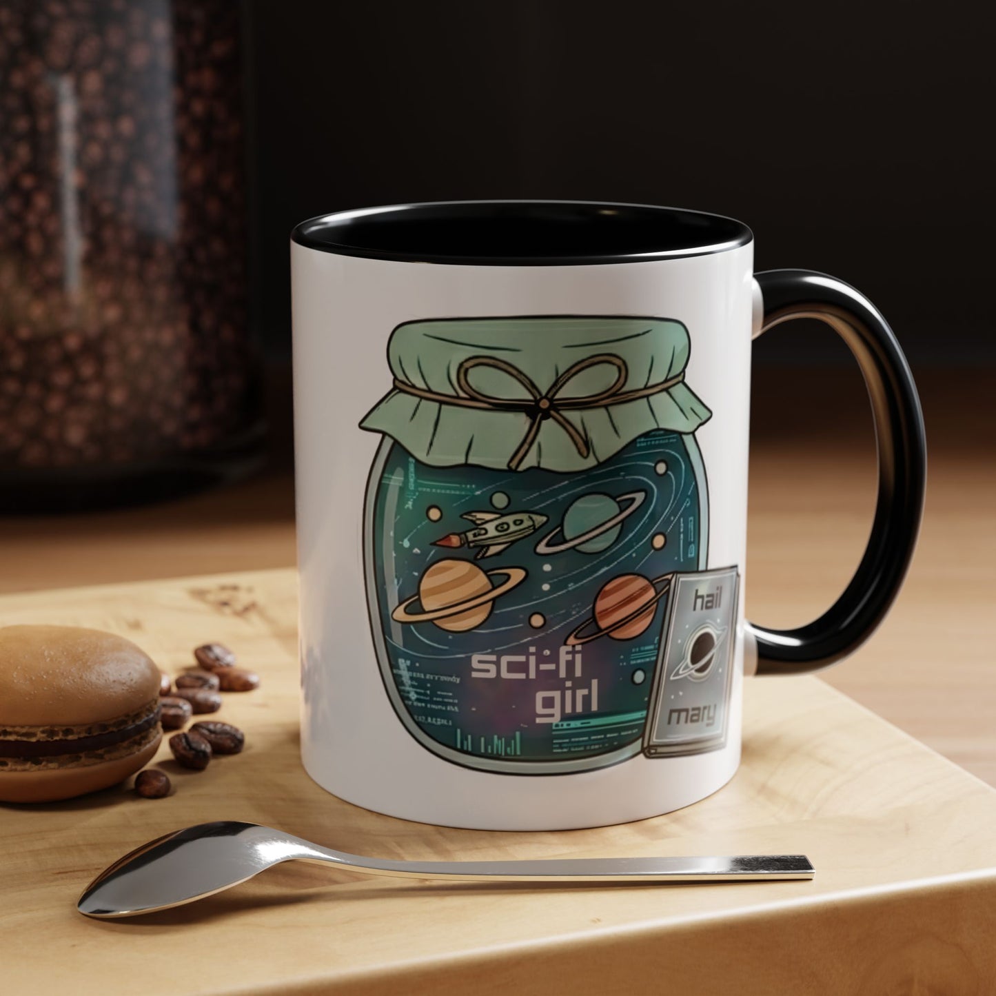 "Sci‑Fi Girl" JamJar Mug — Space Planets Accent Coffee Cup (11/15oz)