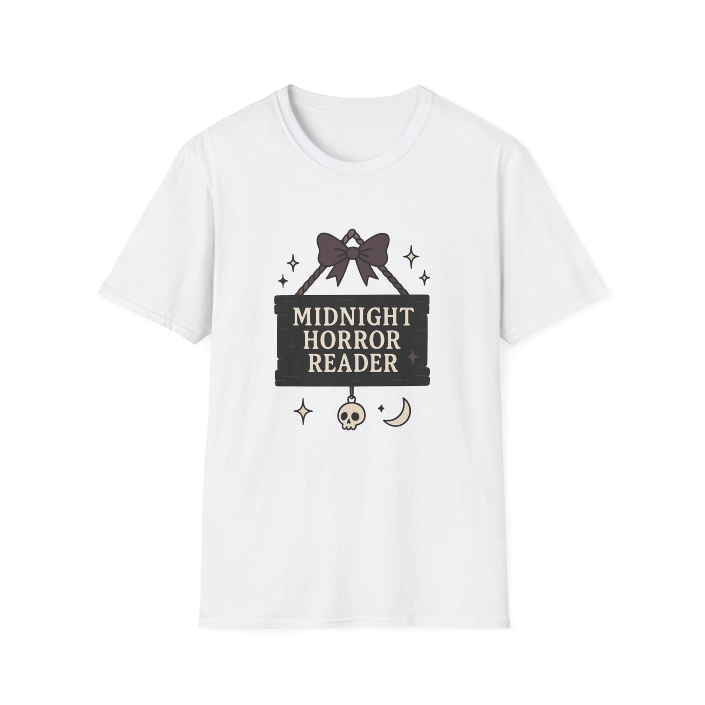Lightweight Fabric - "Midnight Horror Reader" T-Shirt — Spooky Book Lover Graphic Tee