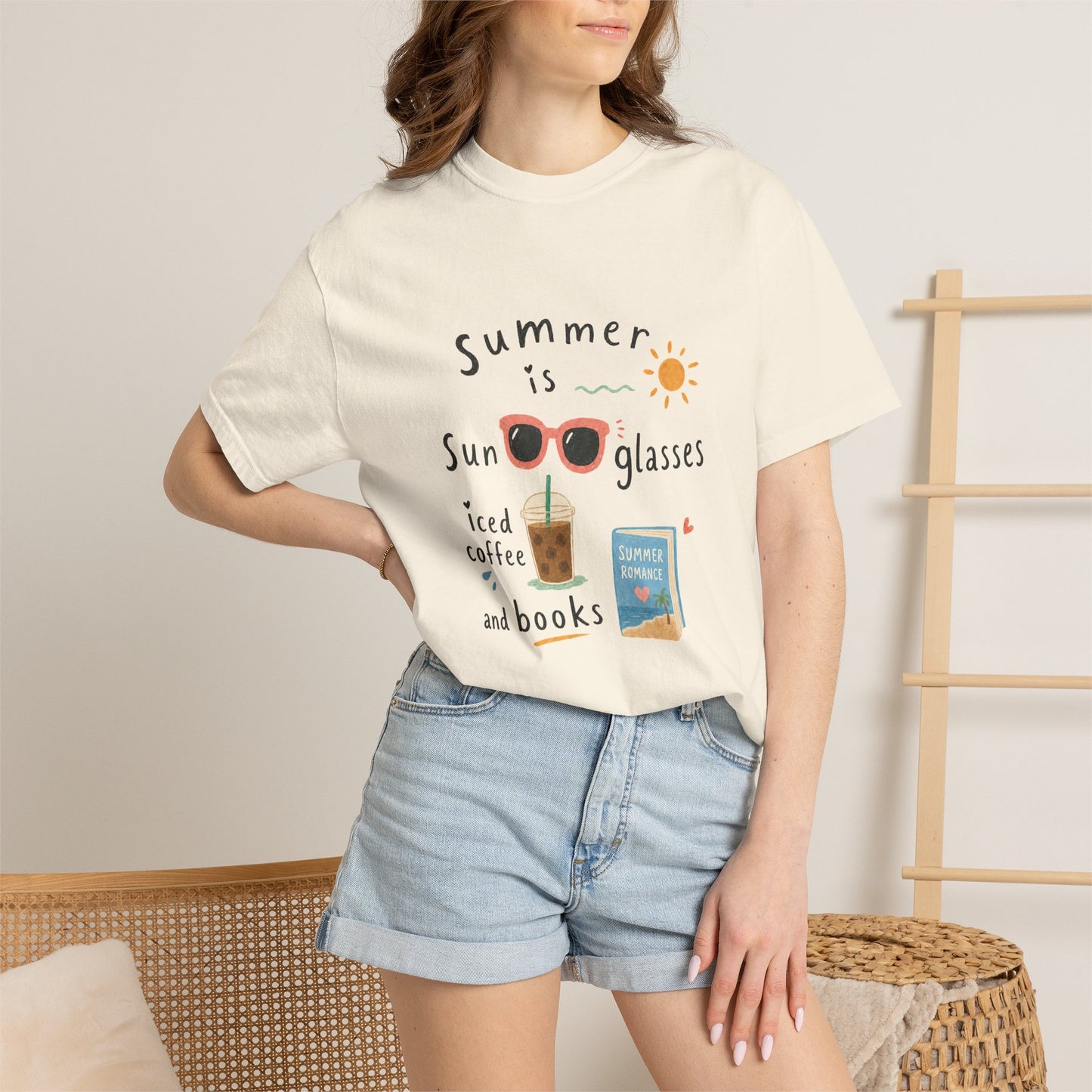 "Summer Is Sunglasses, Iced Coffee & Books" T-Shirt