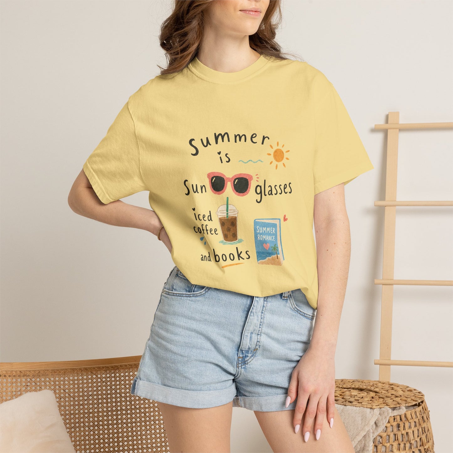 "Summer Is Sunglasses, Iced Coffee & Books" T-Shirt