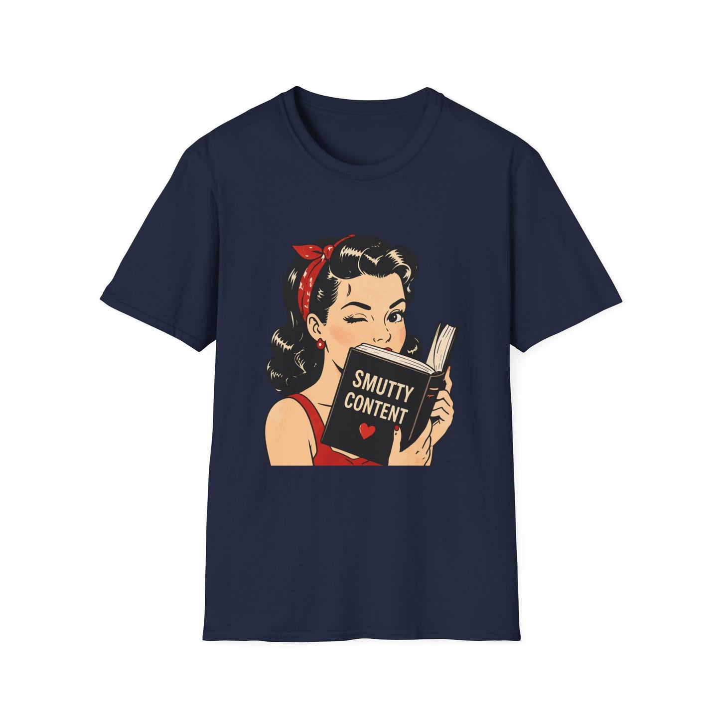 Lightweight Fabric - Vintage Pin-up Reading Tee — "Smutty Content" Graphic T-Shirt