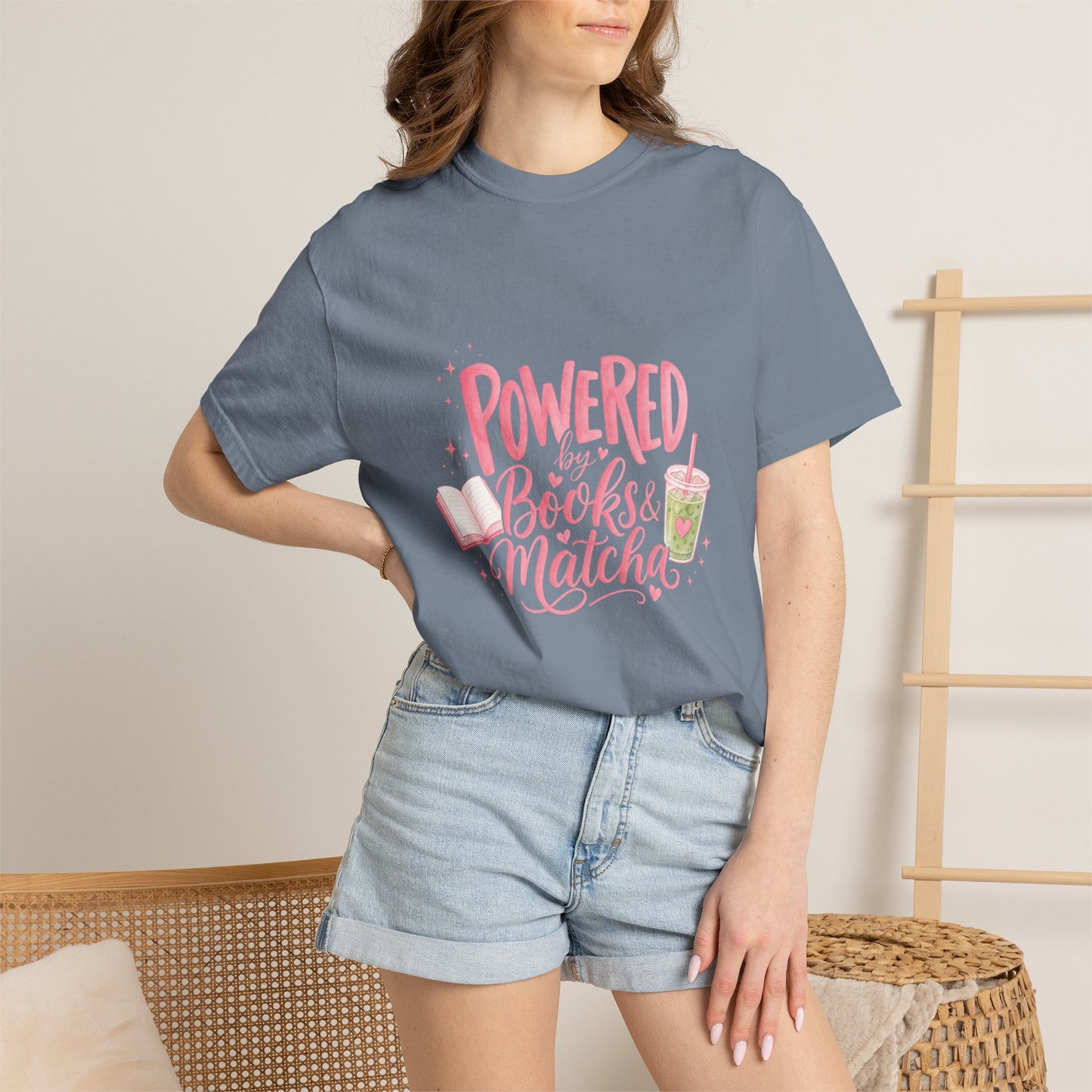 "Powered by Books & Matcha" T-Shirt