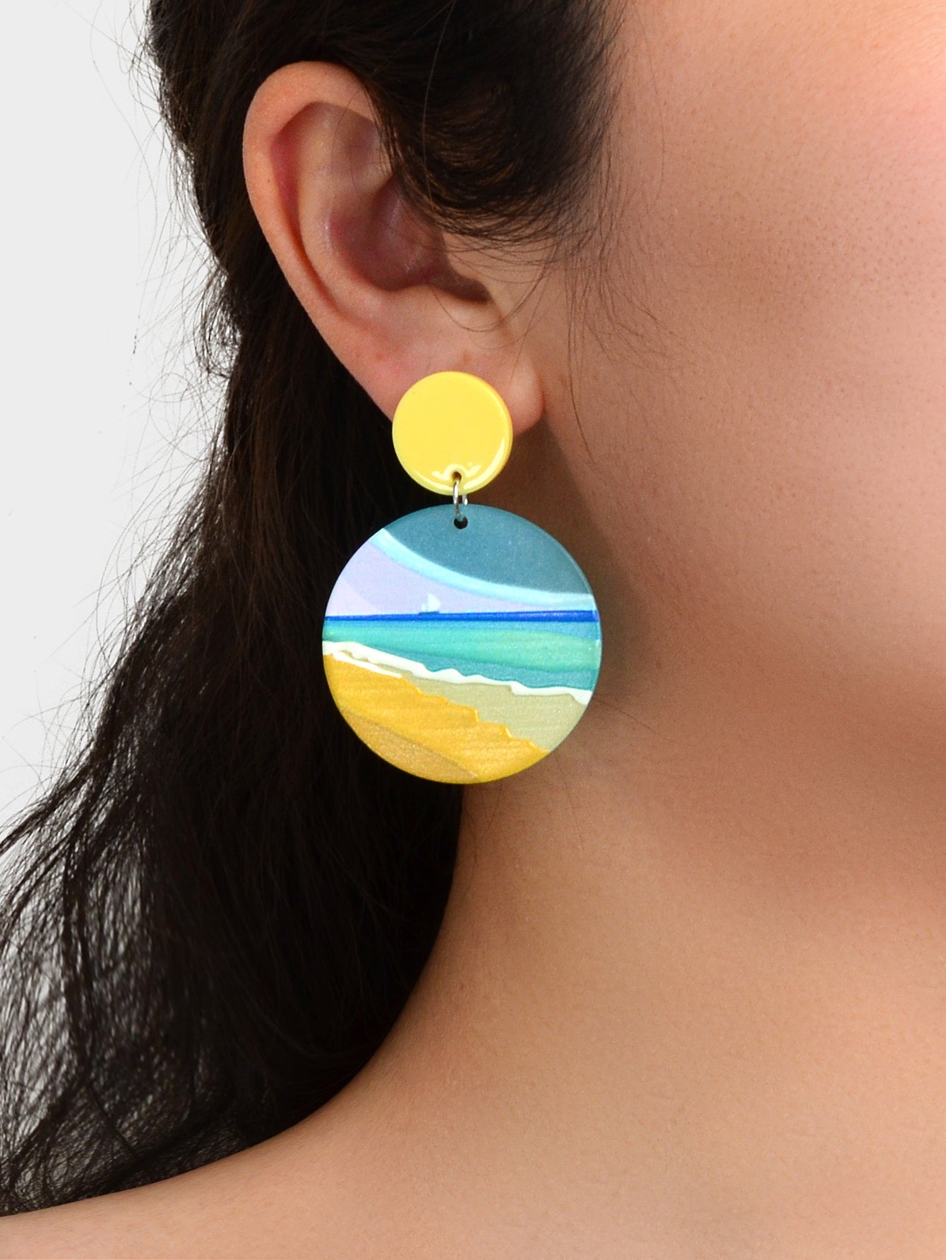 Boucles d'oreilles pendantes à motif plage estival