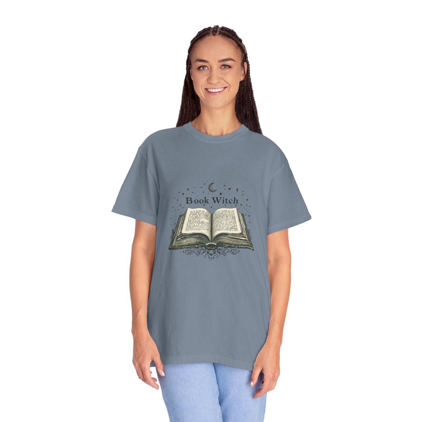 "Book Witch" T-Shirt — Vintage Open Spellbook Design for Readers & Witches