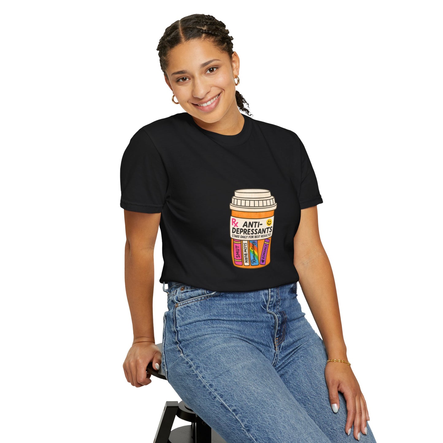 T-Shirt — "Anti-Depressants" Coffee & Books Graphic Tee