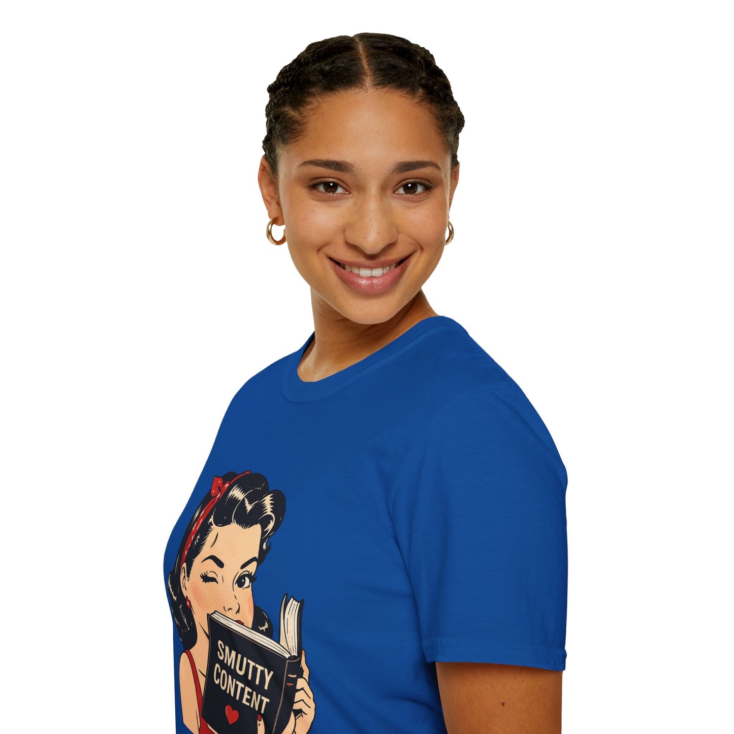 Lightweight Fabric - Vintage Pin-up Reading Tee — "Smutty Content" Graphic T-Shirt