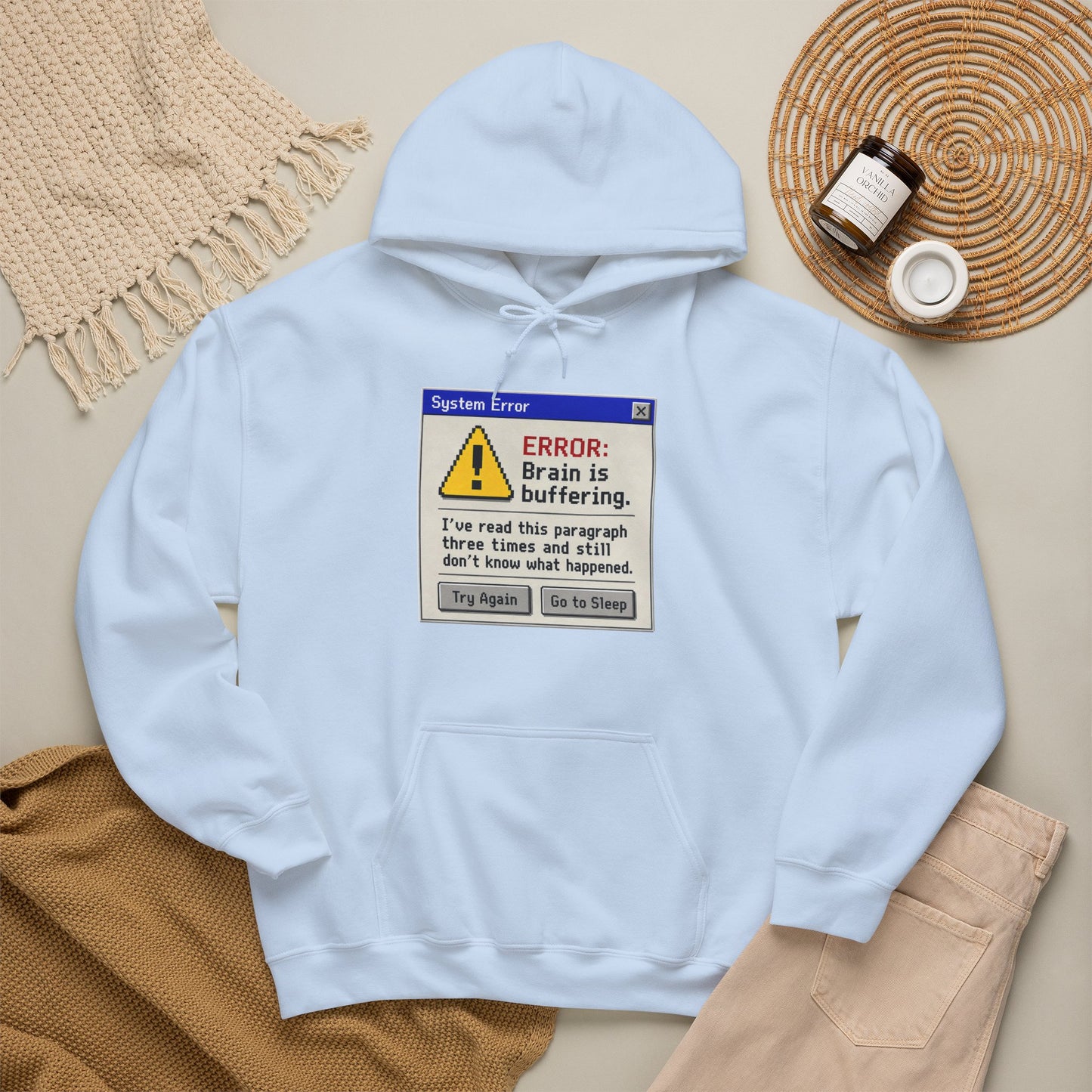 Neurospicy "ERROR: Brain is buffering" Retro Computer Alert Graphic Hoodie