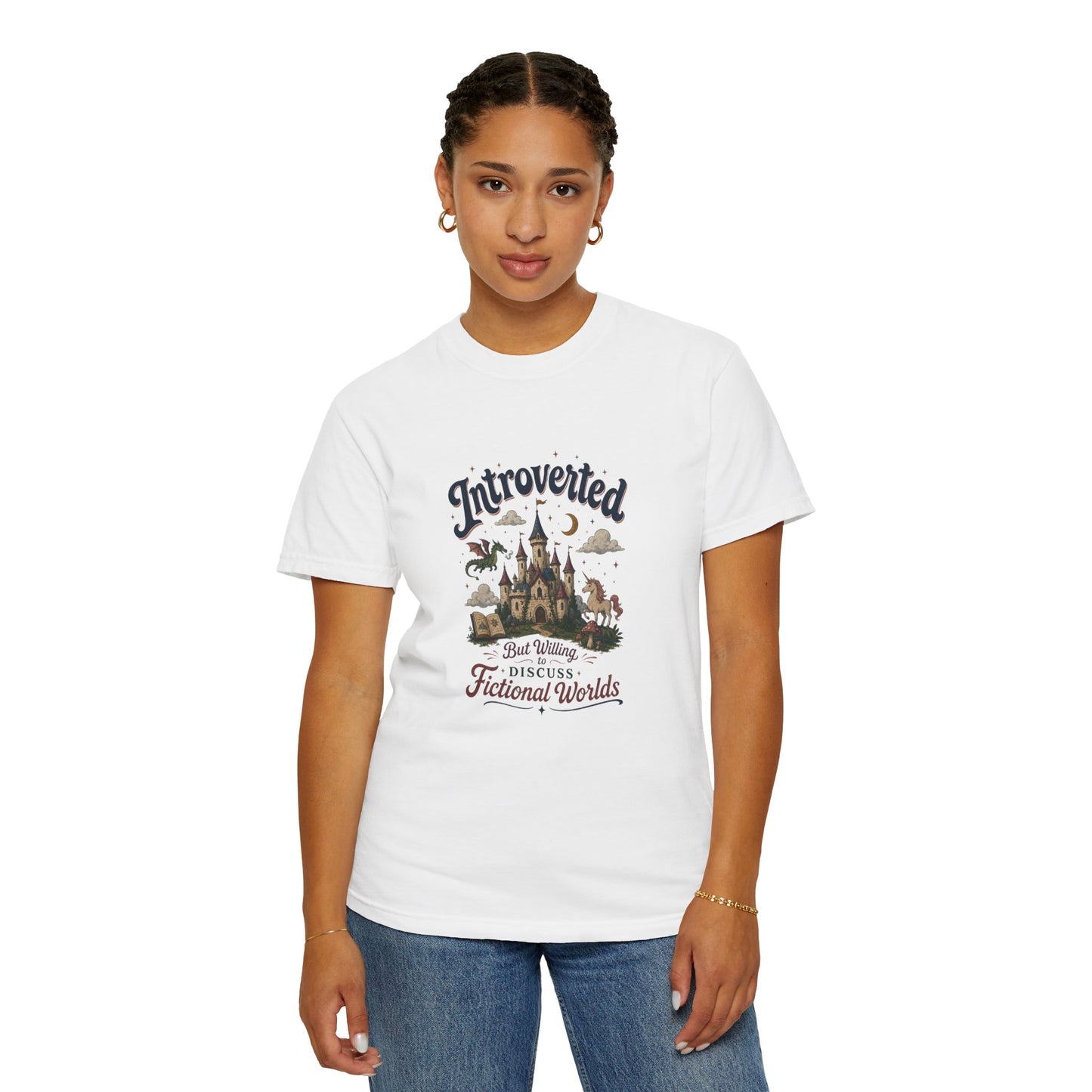 "Introverted But Willingly Discuss Fictional Worlds" Fantasy Lovers T-Shirt