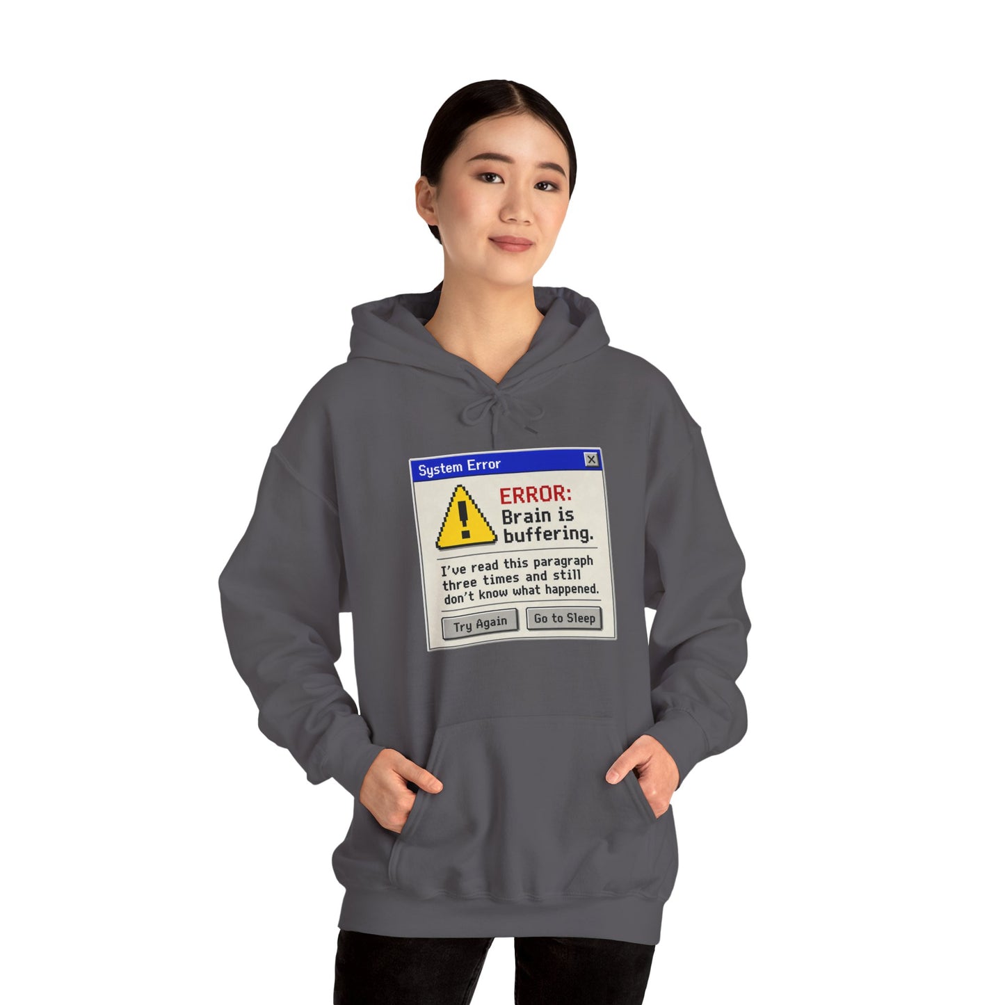 Neurospicy "ERROR: Brain is buffering" Retro Computer Alert Graphic Hoodie