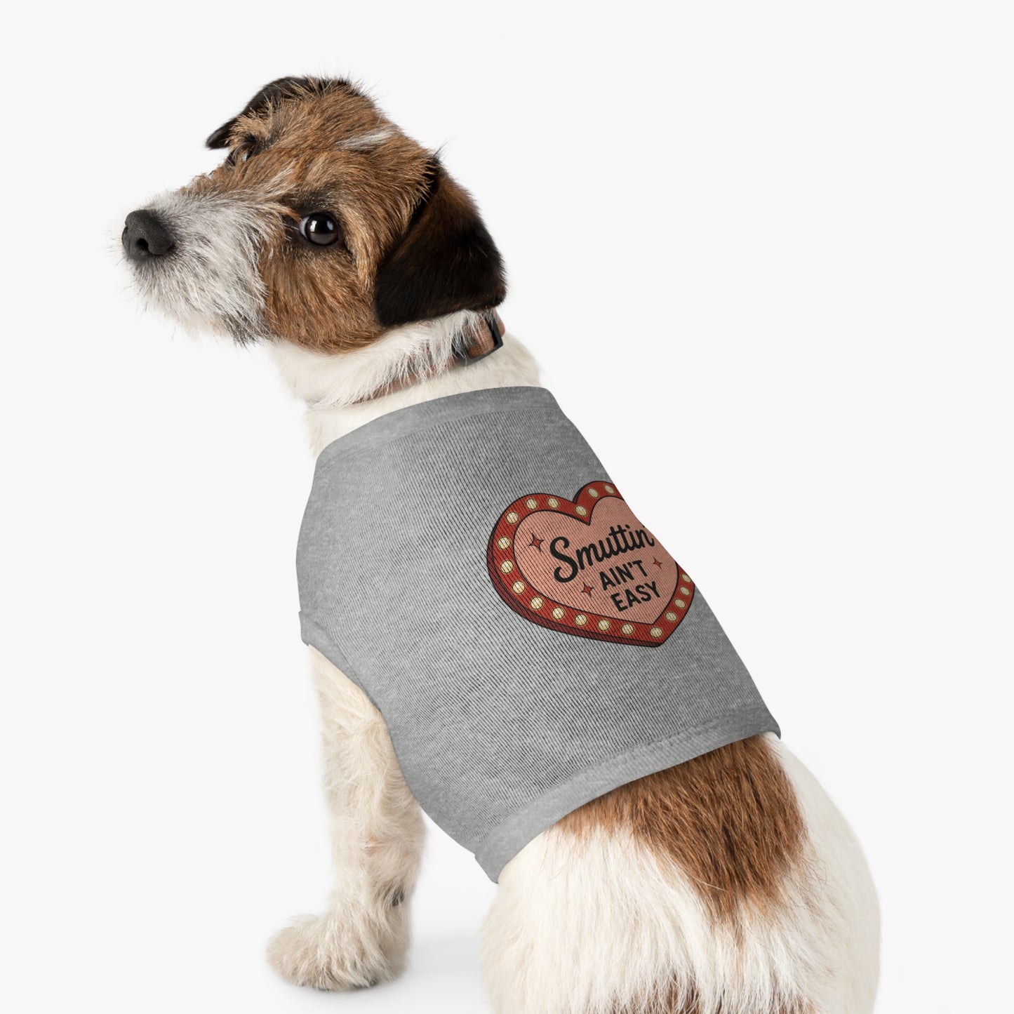 Pet Tank Top — “Smuttin' Ain’t Easy” Smut Readers Heart Marquee Dog Shirt