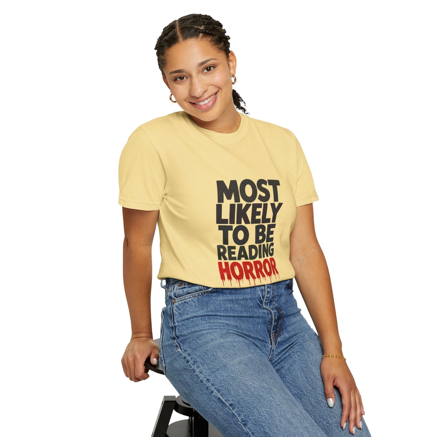 Horror Reader T-Shirt — "Most Likely to Be Reading Horror" Graphic Tee