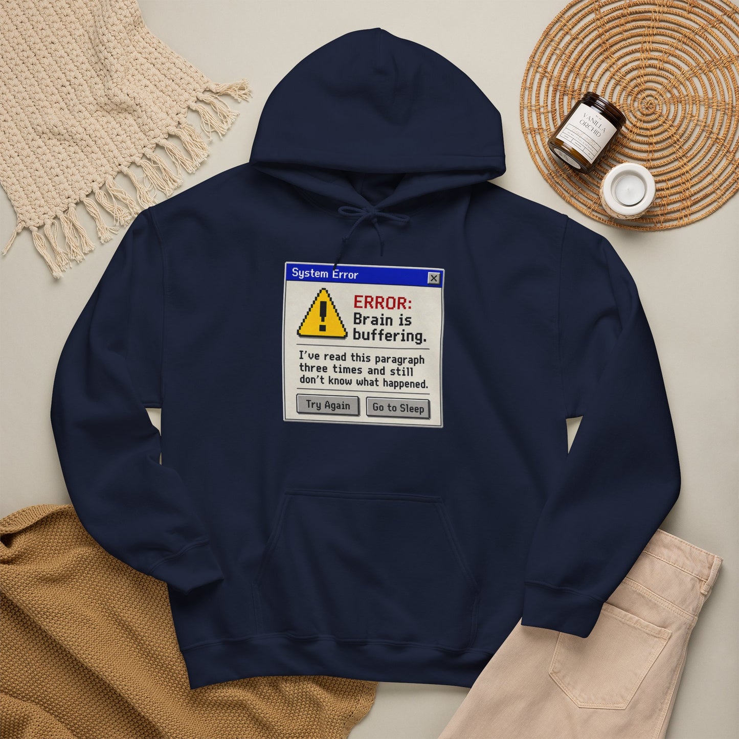 Neurospicy "ERROR: Brain is buffering" Retro Computer Alert Graphic Hoodie