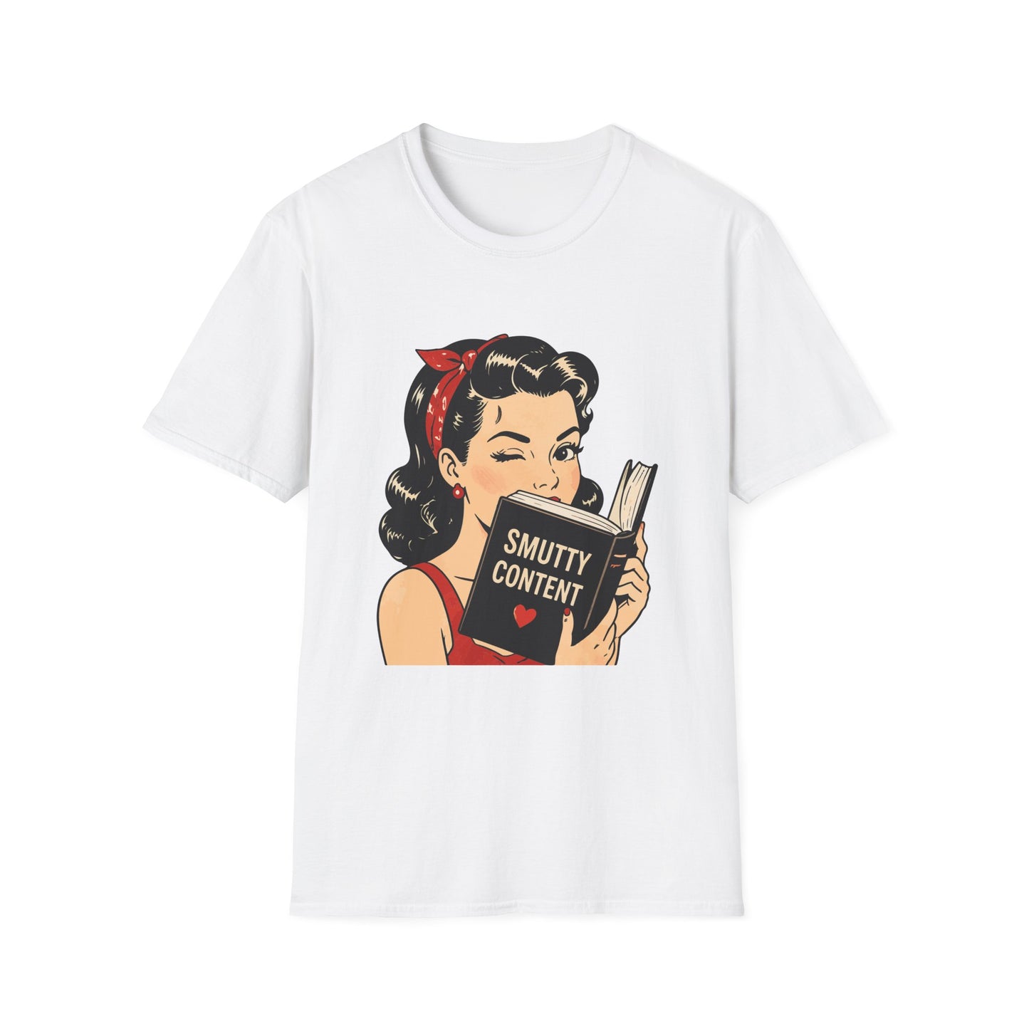 Lightweight Fabric - Vintage Pin-up Reading Tee — "Smutty Content" Graphic T-Shirt