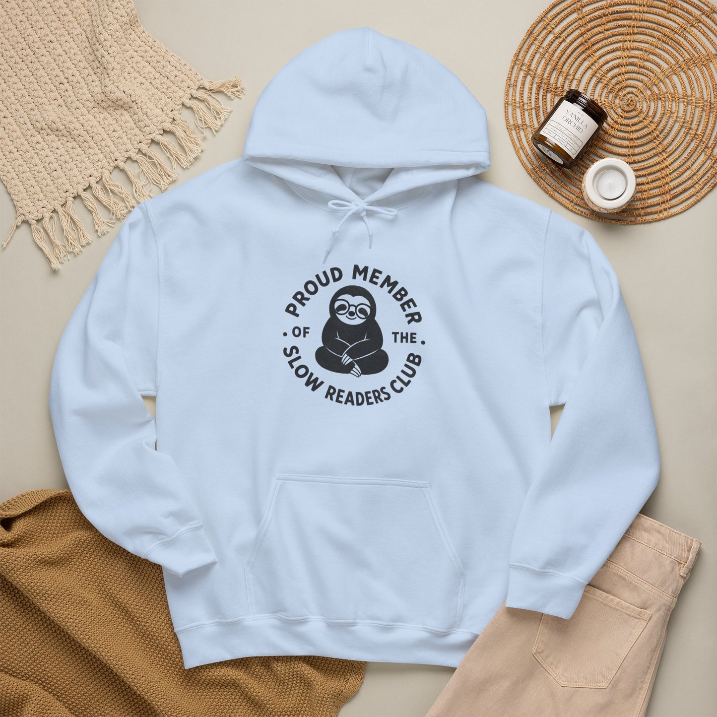 "Proud Member of the Slow Readers Club" Sloth Reading Hoodie