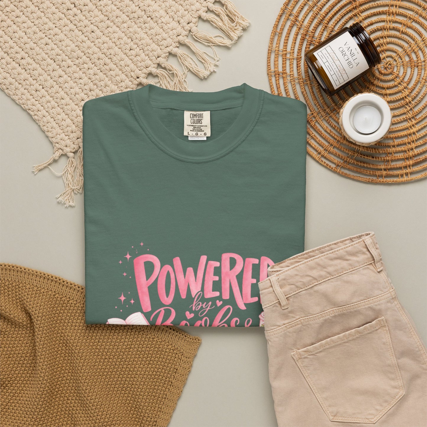 "Powered by Books & Matcha" T-Shirt