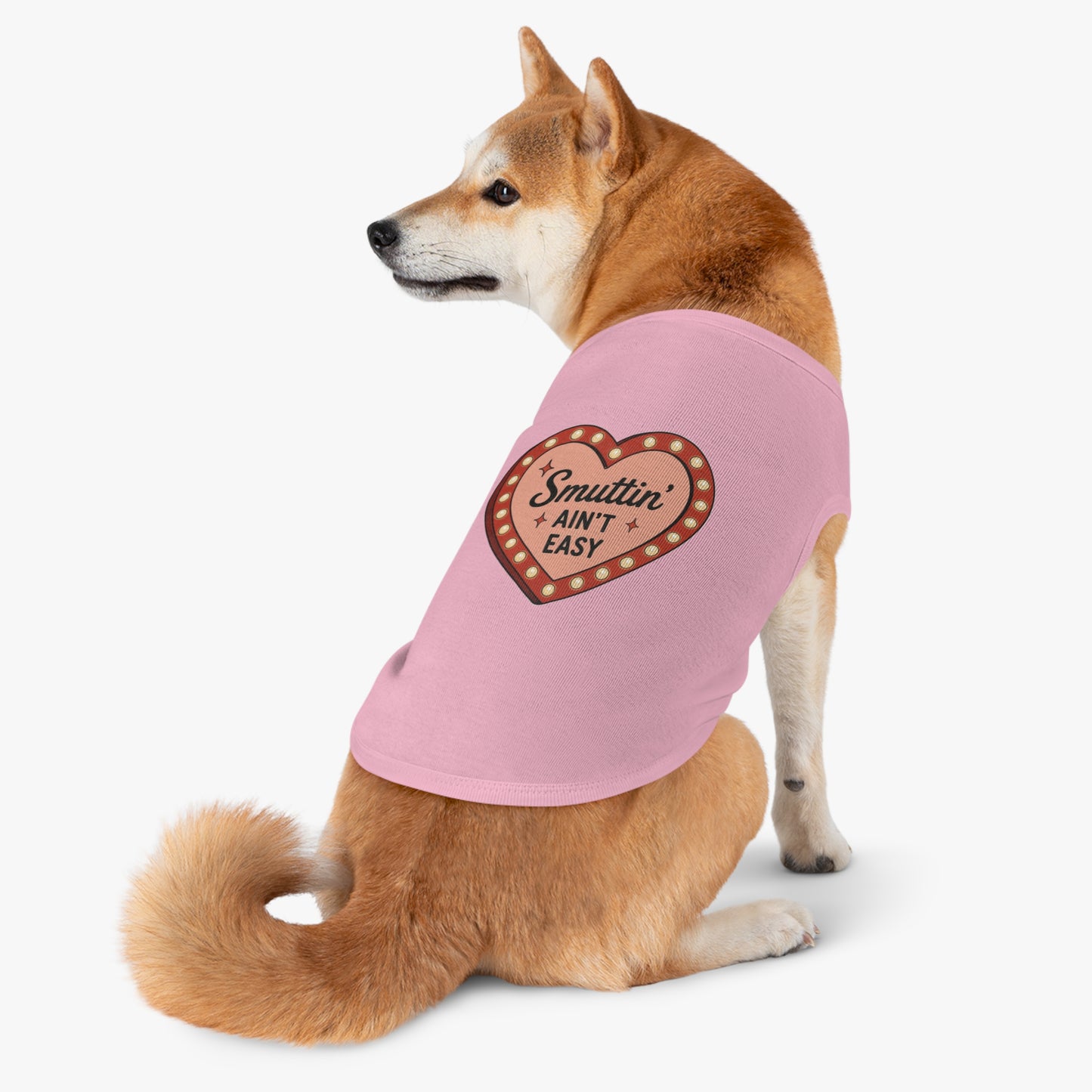 Pet Tank Top — “Smuttin' Ain’t Easy” Smut Readers Heart Marquee Dog Shirt