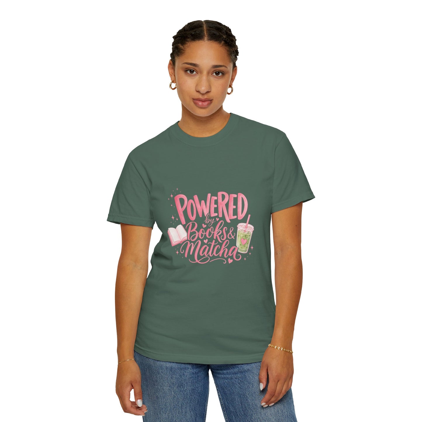 "Powered by Books & Matcha" T-Shirt