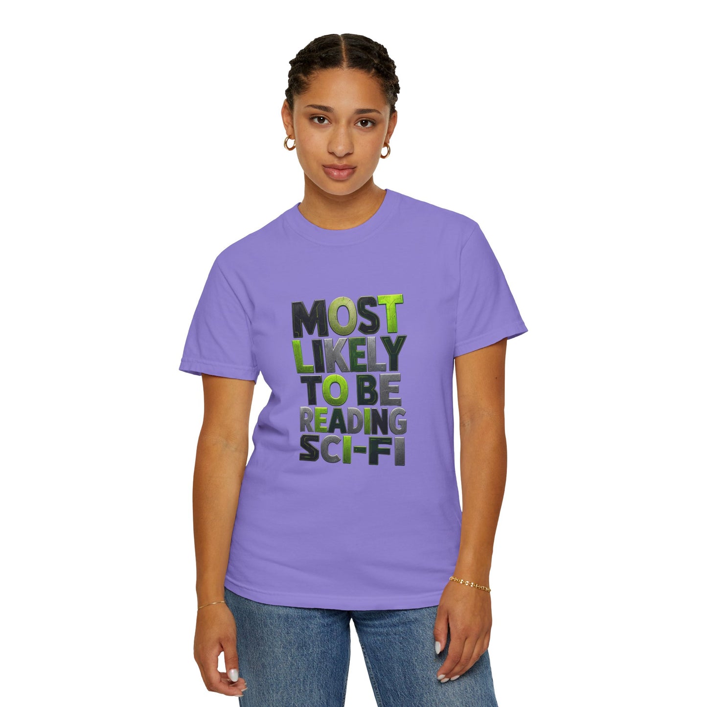 "Most Likely To Be Reading Sci‑Fi" T-Shirt for Science Fiction Book Lovers