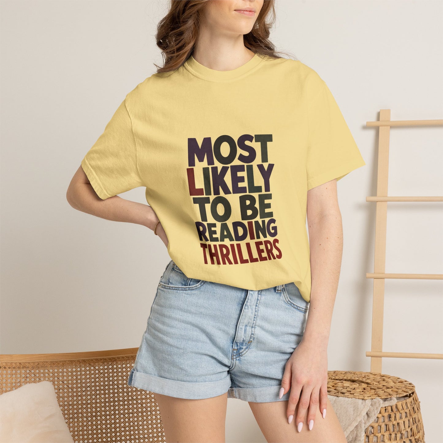 “Most Likely to Be Reading Thrillers” Graphic T-shirt