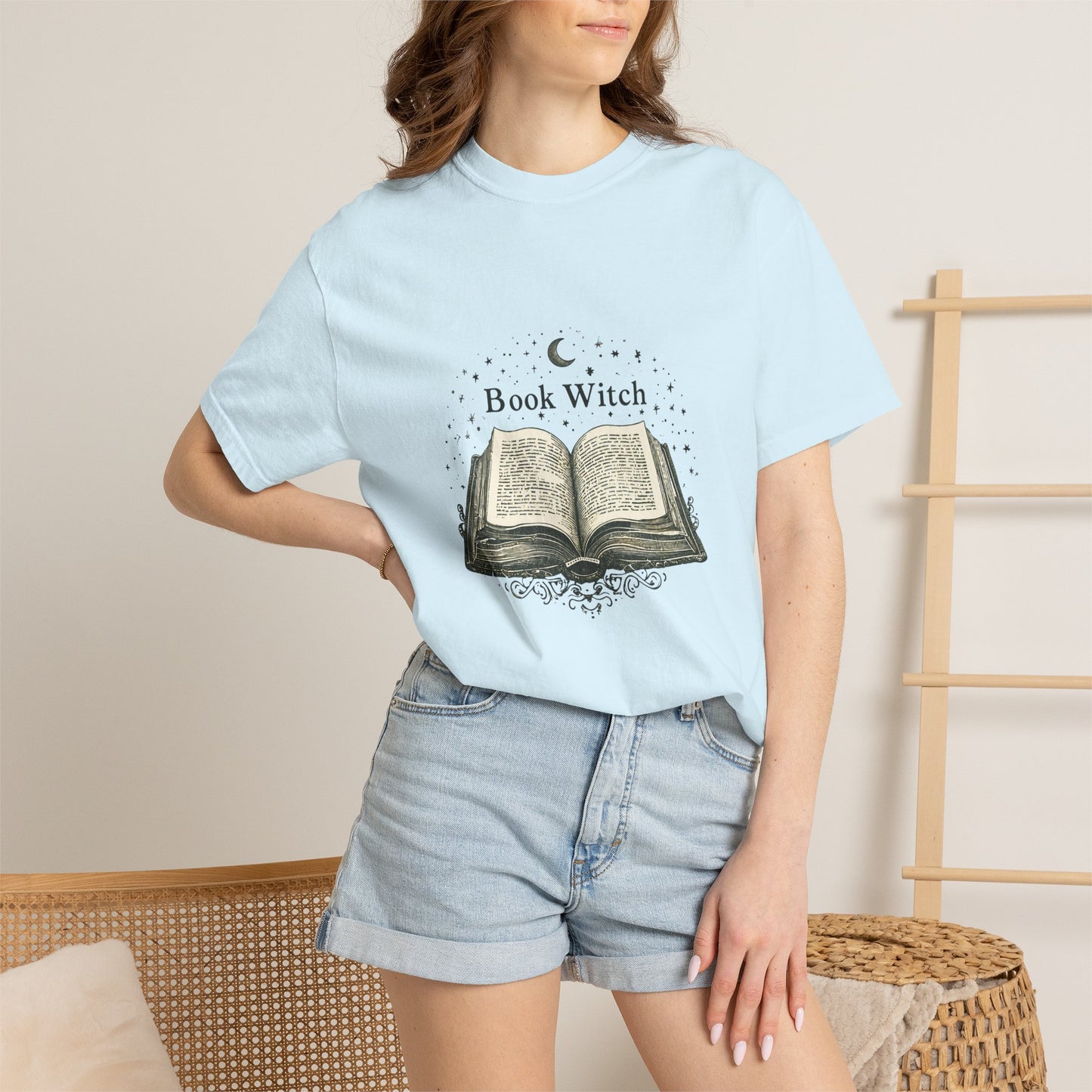 "Book Witch" T-Shirt — Vintage Open Spellbook Design for Readers & Witches