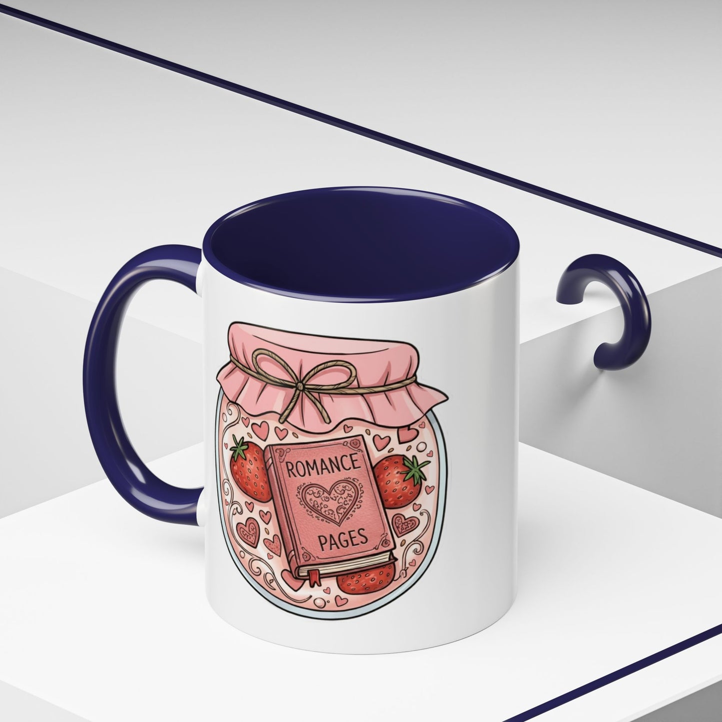 "Romance Pages" Jam Jar Coffee Mug — Cute Strawberry Jam Romance Readers Mug (11/15oz)