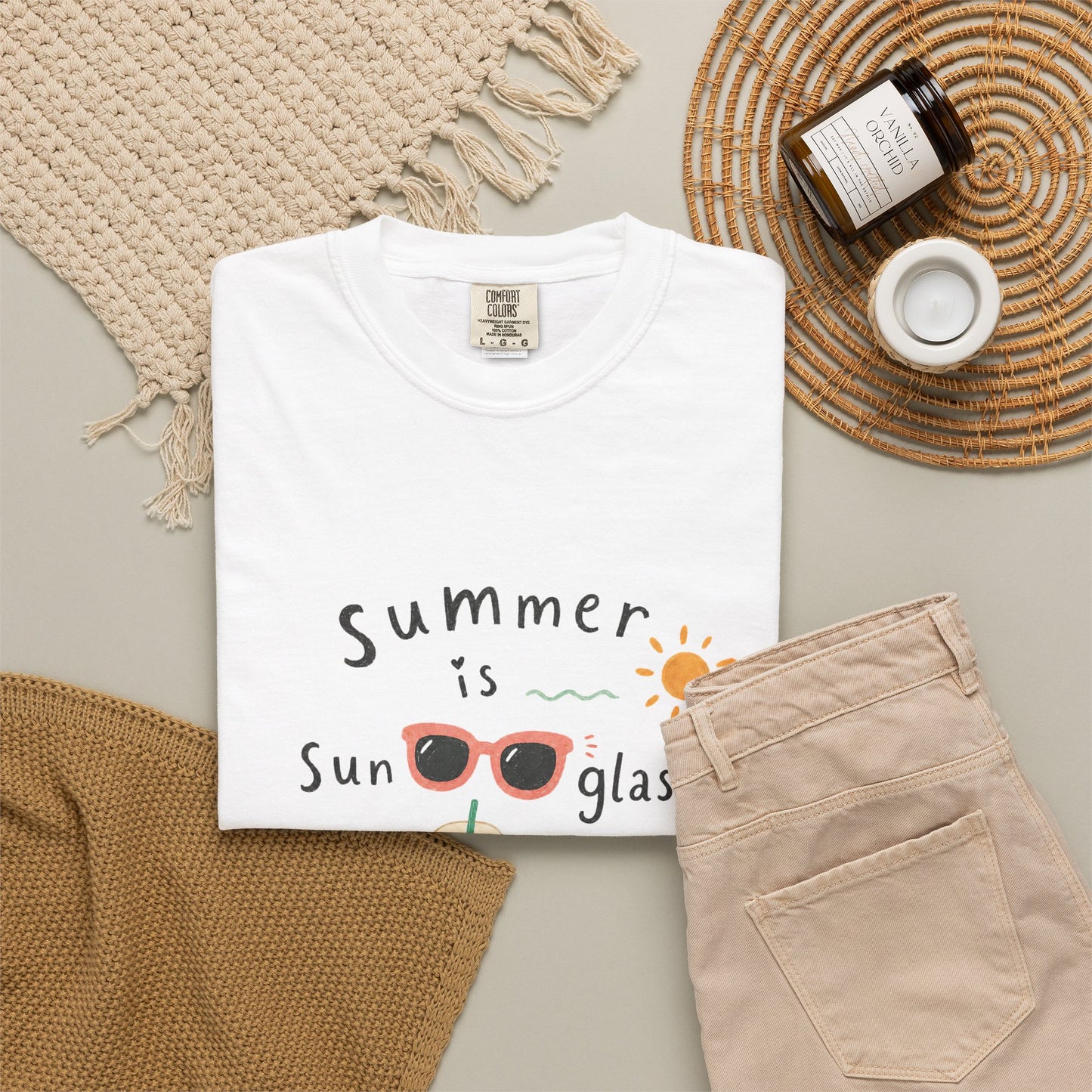 "Summer Is Sunglasses, Iced Coffee & Books" T-Shirt