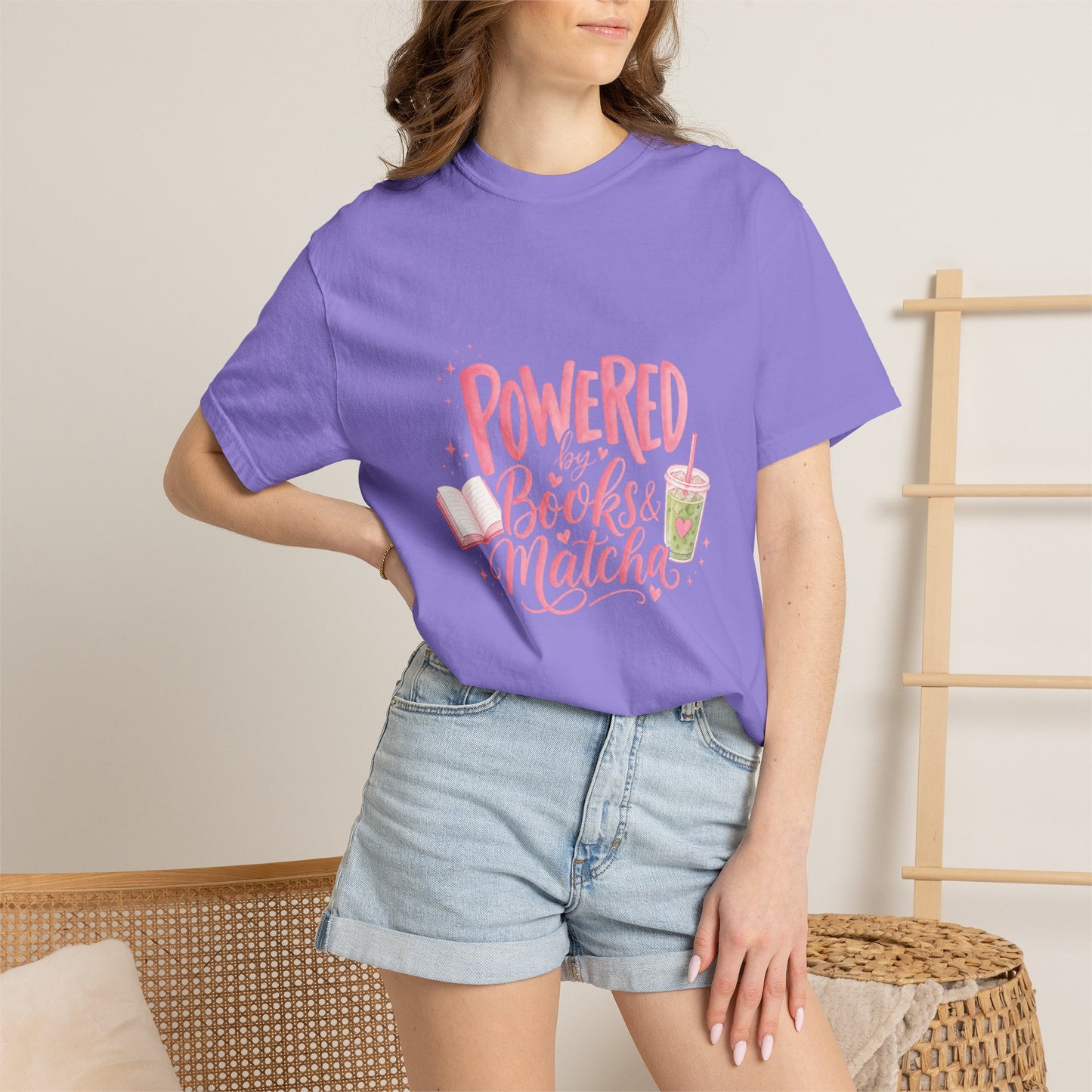 "Powered by Books & Matcha" T-Shirt