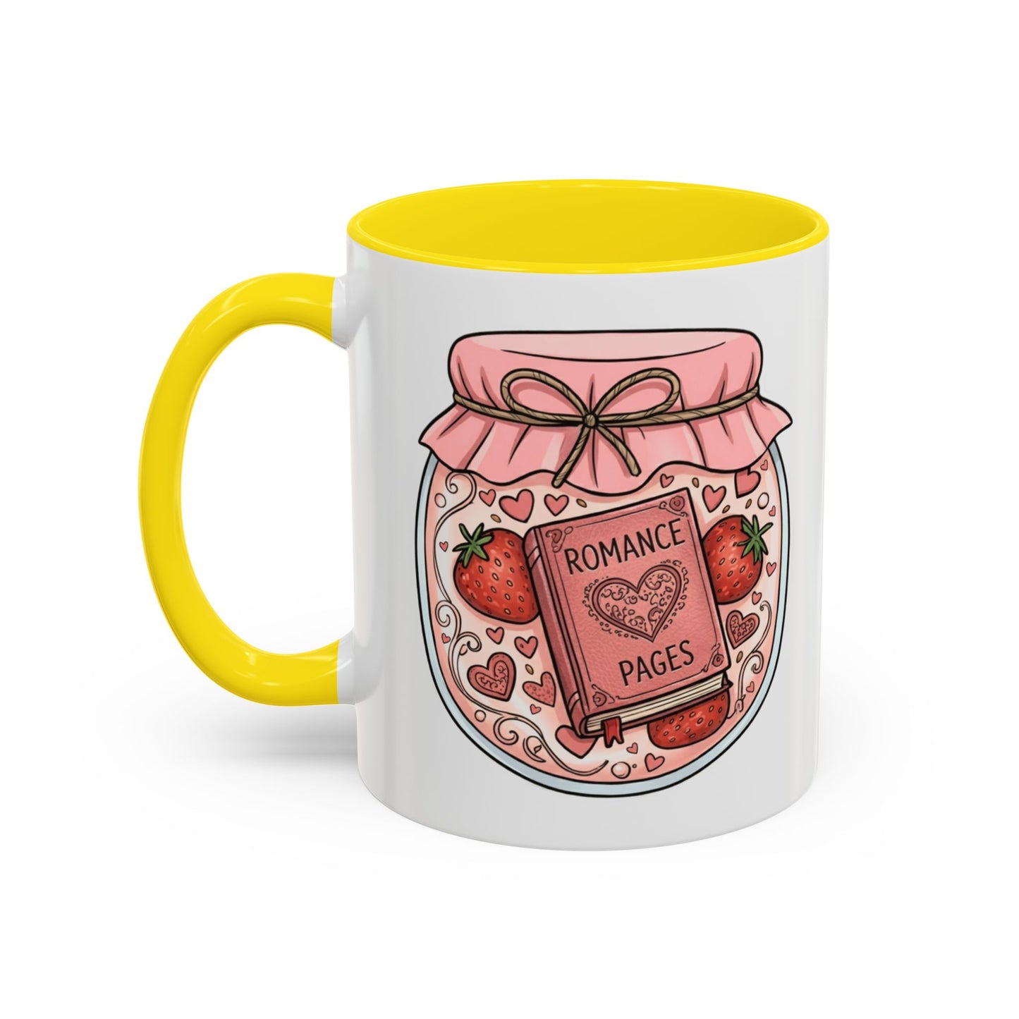 "Romance Pages" Jam Jar Coffee Mug — Cute Strawberry Jam Romance Readers Mug (11/15oz)