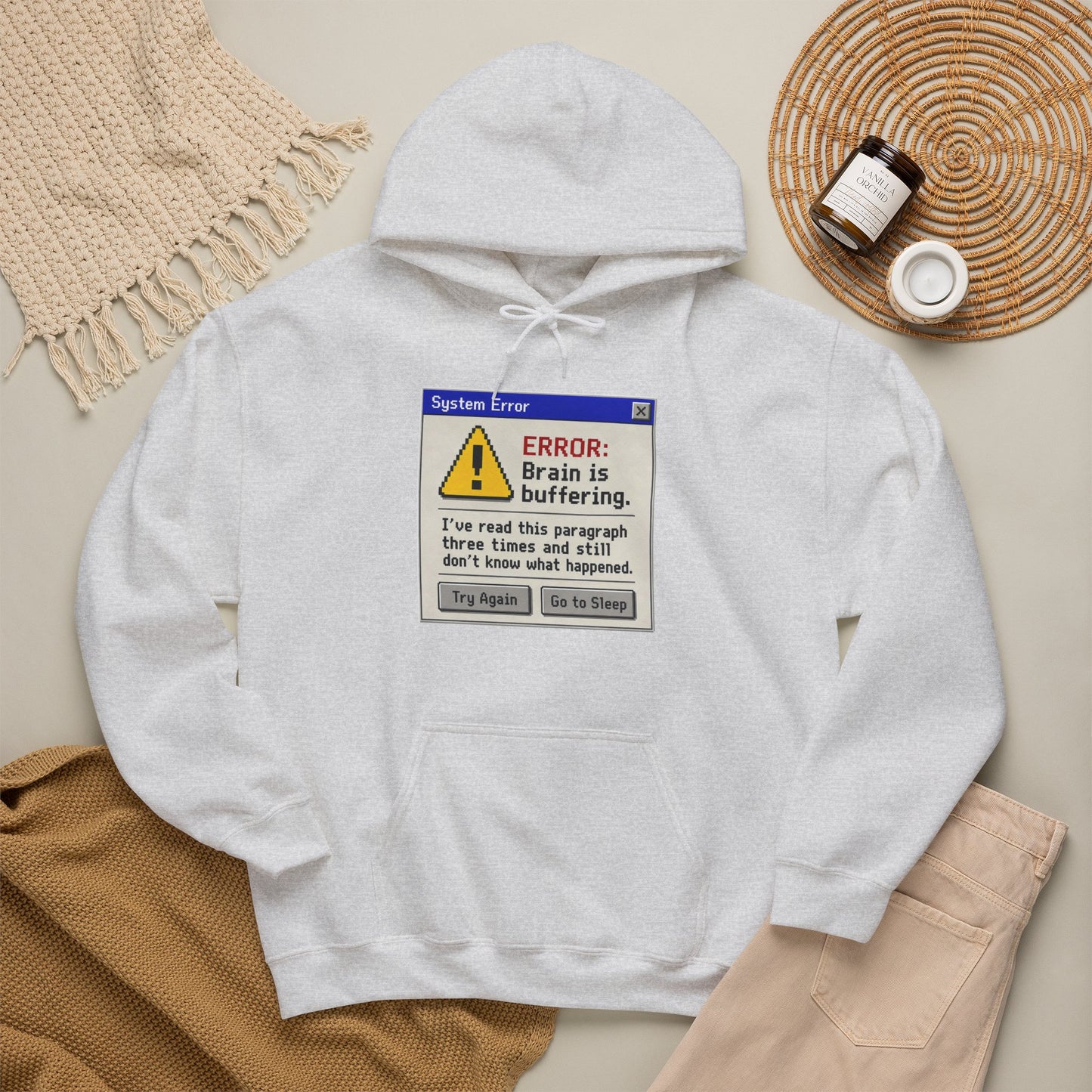 Neurospicy "ERROR: Brain is buffering" Retro Computer Alert Graphic Hoodie