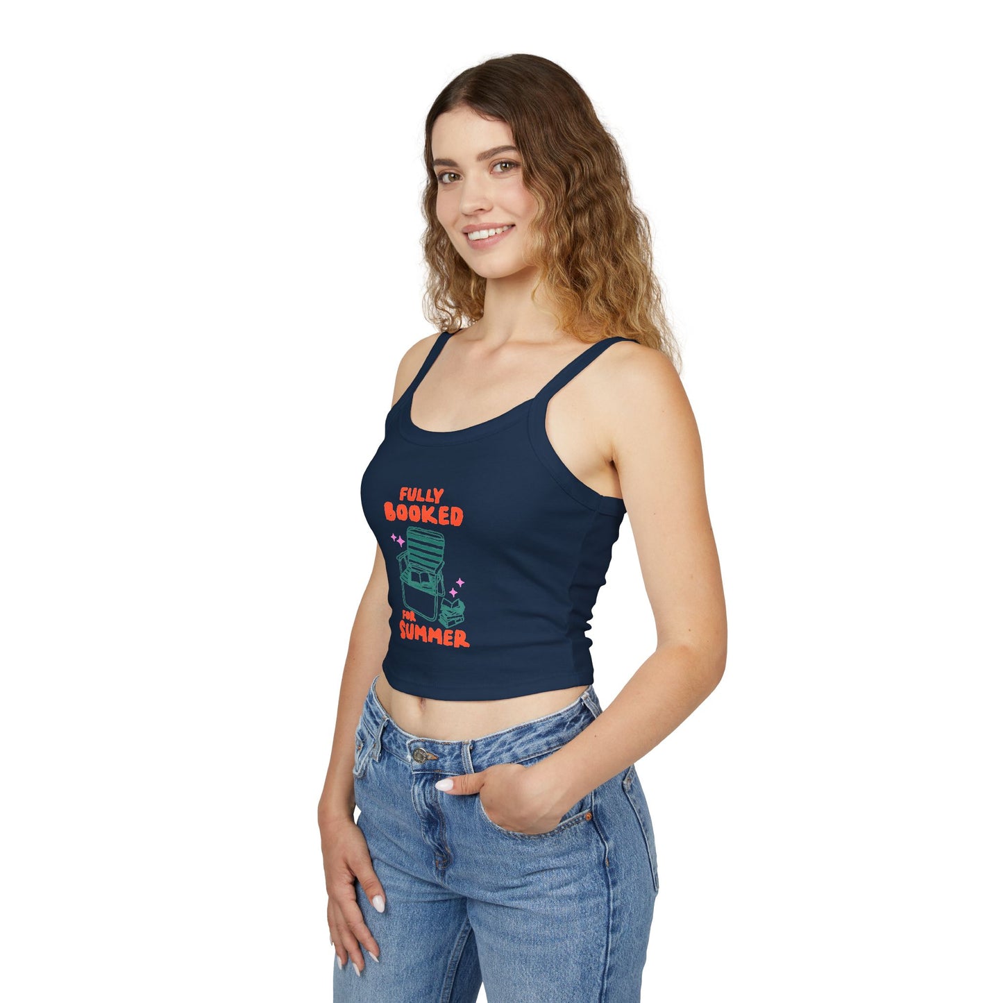 "Fully Booked for Summer" Tank Top — Beach Chair Reading Crop Top