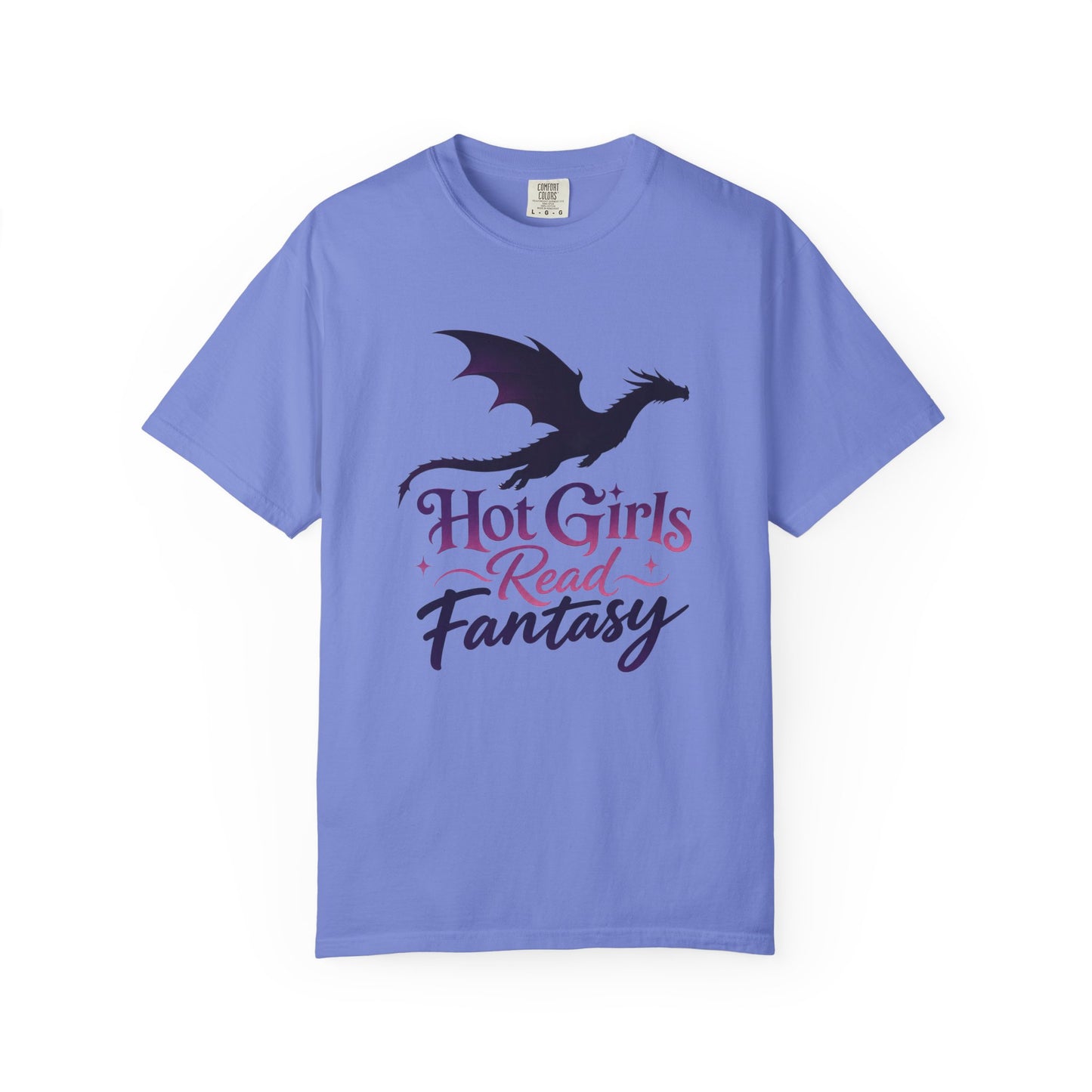 Fantasy Reader T‑Shirt — "Hot Girls Read Fantasy" Dragon Graphic