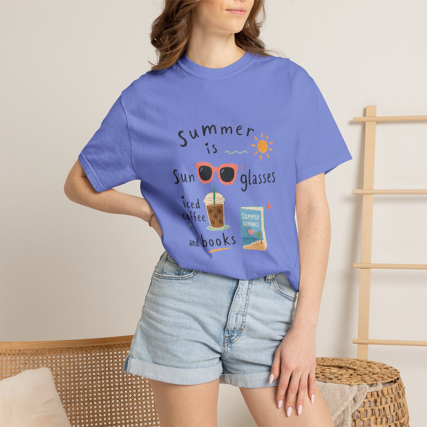 "Summer Is Sunglasses, Iced Coffee & Books" T-Shirt