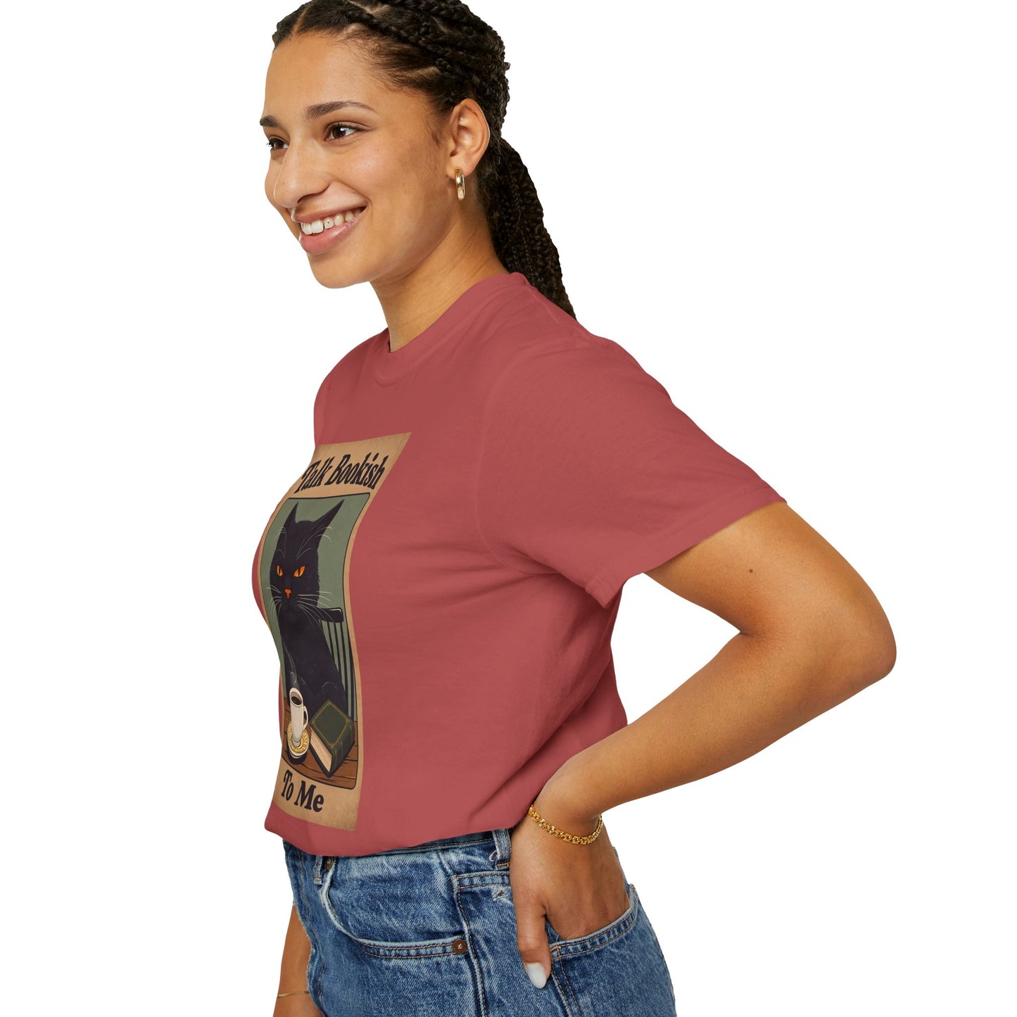 "Talk Bookish To Me" Cat T-Shirt
